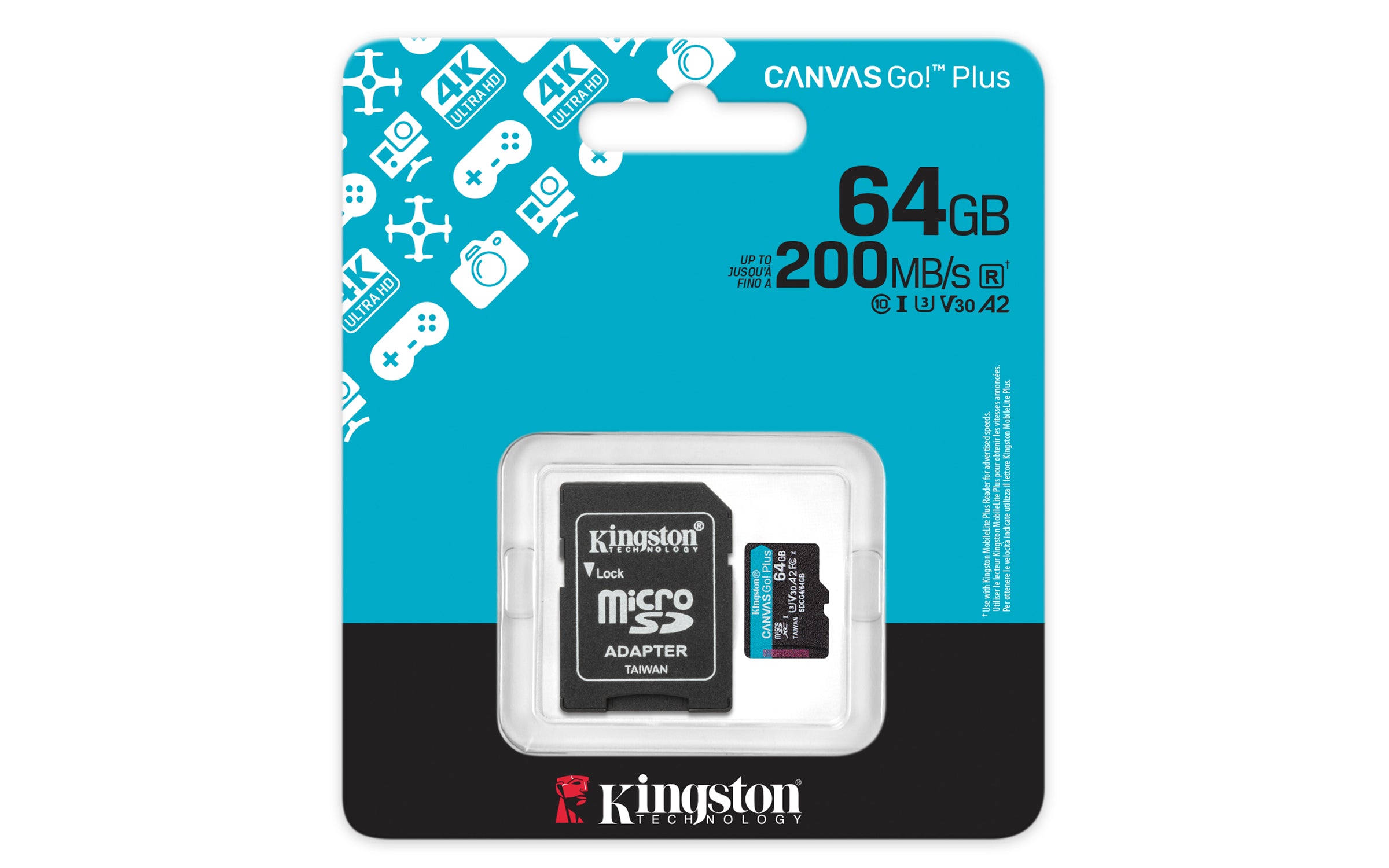 64GB microSDXC Canvas Go Plus Gen4 200MB/s A2 U3 V30 Card + Adapter Toissijaiskuva