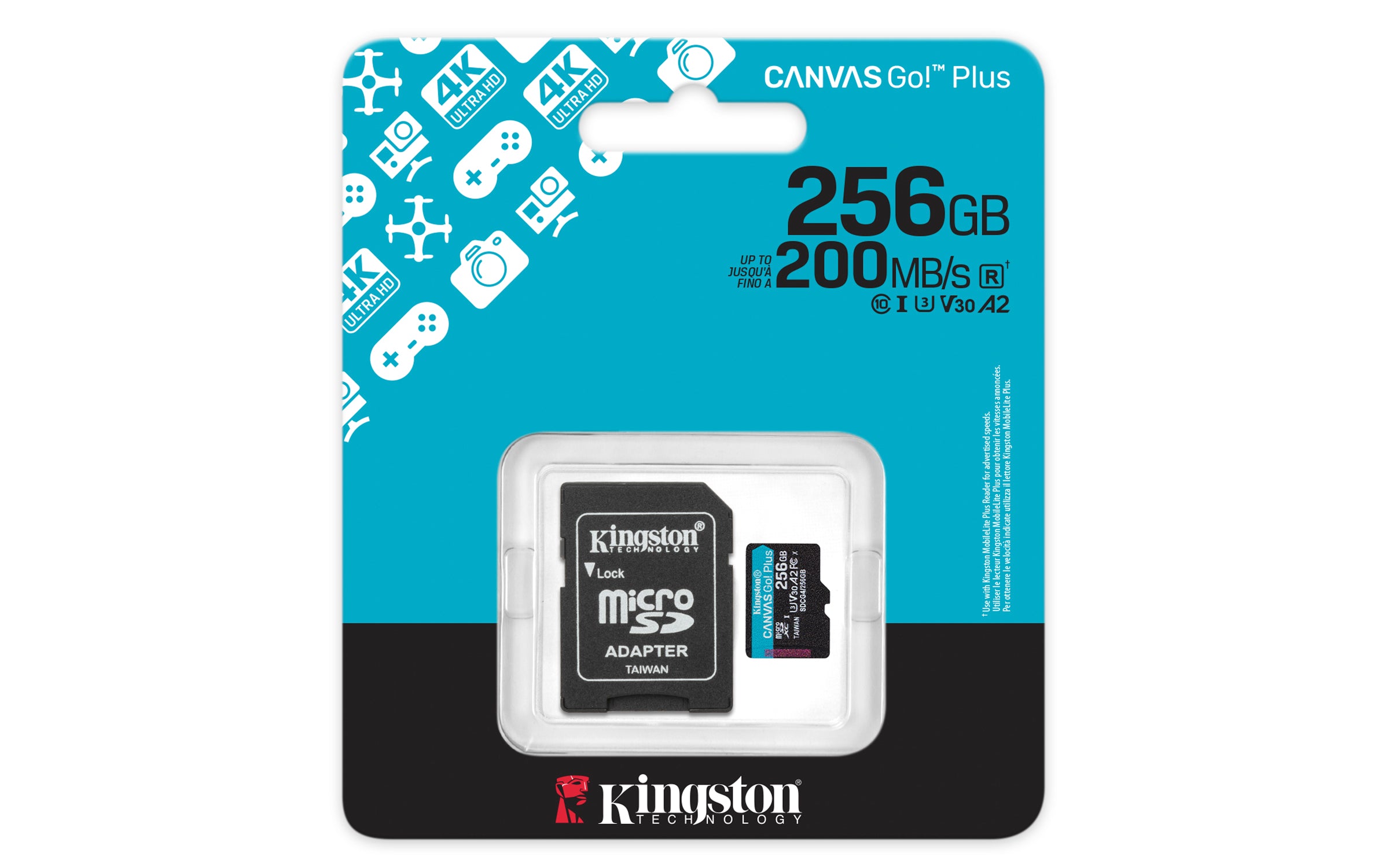 256GB microSDXC Canvas Go Plus Gen4 200MB/s A2 U3 V30 Card + Adapter Toissijaiskuva