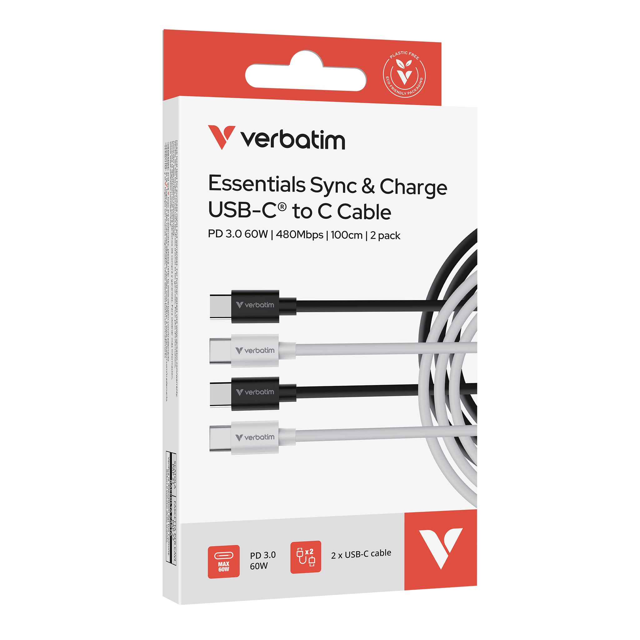 Essentials Sync & Charge USB-C to C Cables 2 pack 1m BLK & WHT Toissijaiskuva