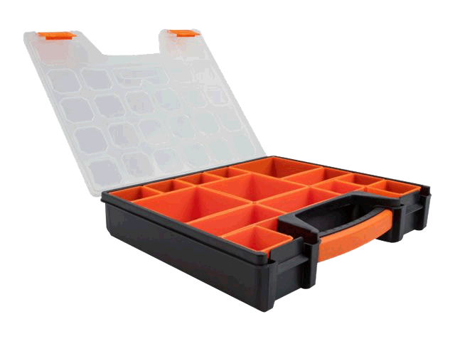 Sorting box with 14 compartments 312 x 272 x 60 mm orange, black Toissijaiskuva