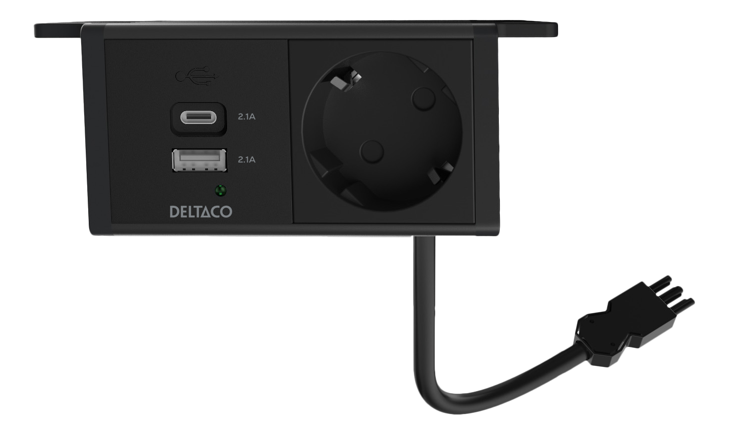 Pöydän alareunaan asenn. virtapaneeli, 1 pistorasia, 1x21W A+C USB-laturi, GST18-liitäntä Toissijaiskuva