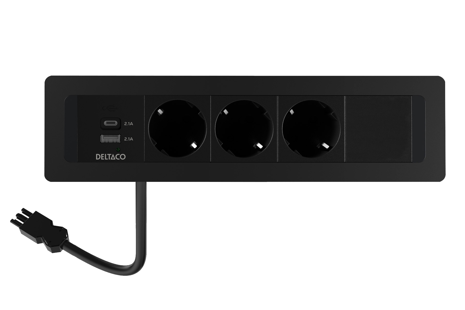 Pöytään upotettava virtapaneeli, 3 pistoras., 1x21W A+C USB-laturi, GST18, ketjutus Toissijaiskuva