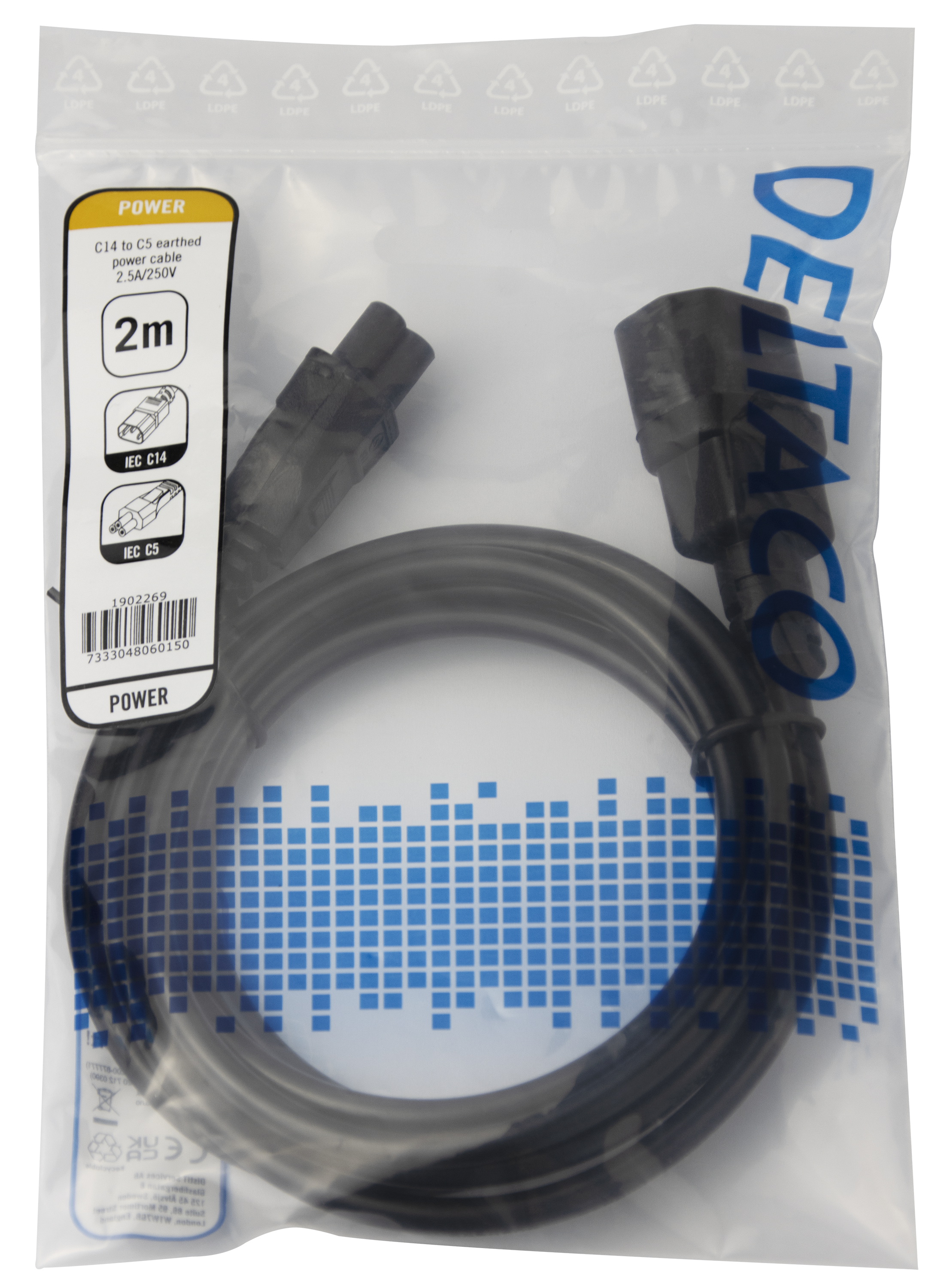 Power cable IEC C14 - IEC C5, 2m, black Toissijaiskuva