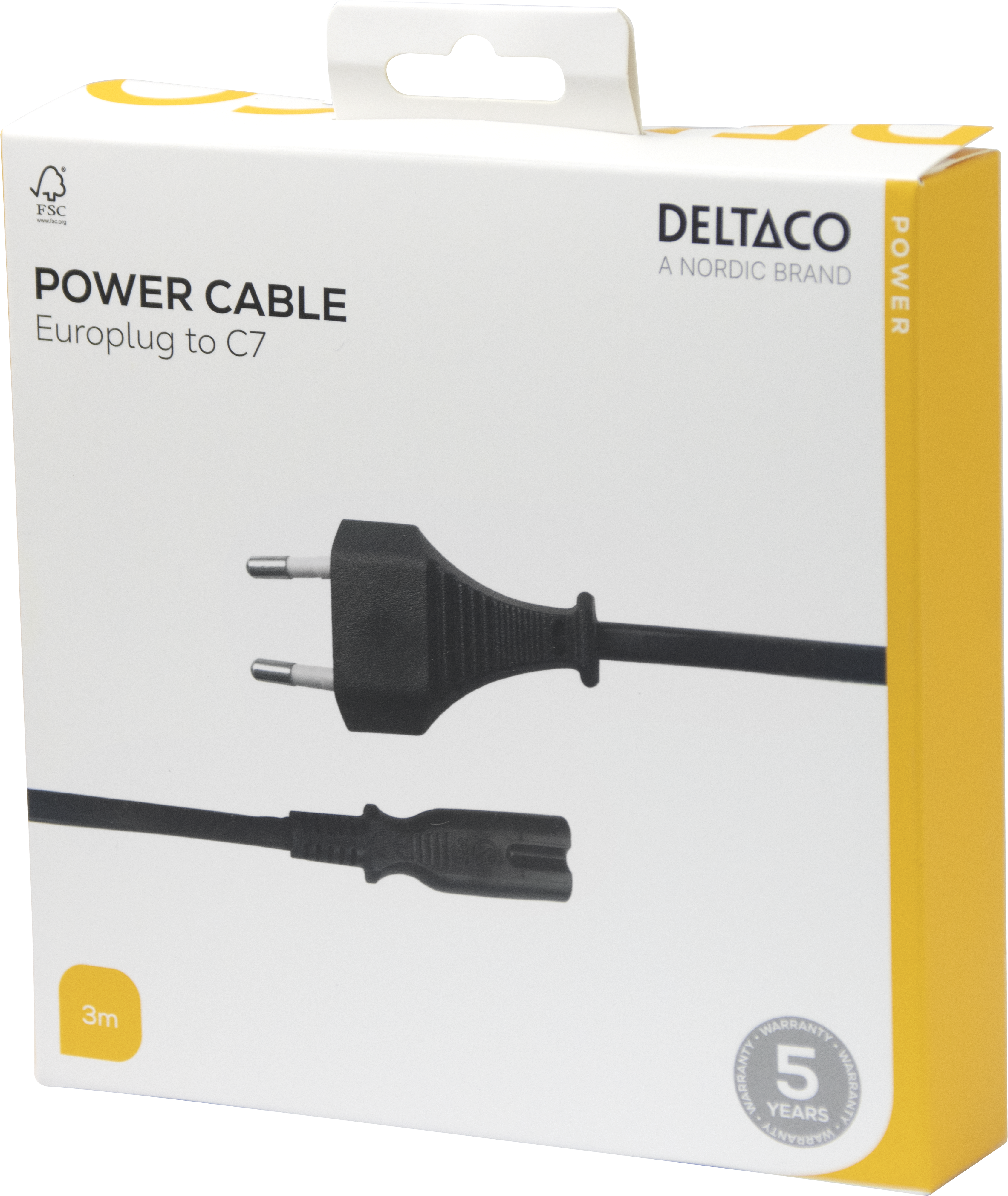 Power cord CEE 7/16 - C7, 3,0m, black Toissijaiskuva