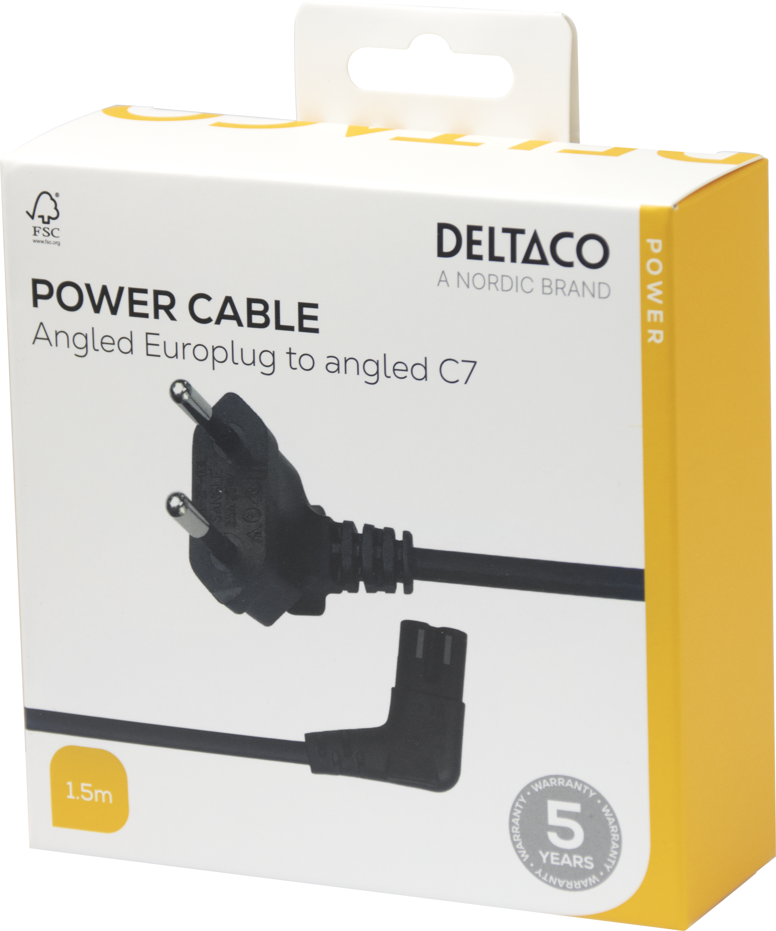 Power cord CEE 7/16 - C7 angled, 1,5m, black Toissijaiskuva