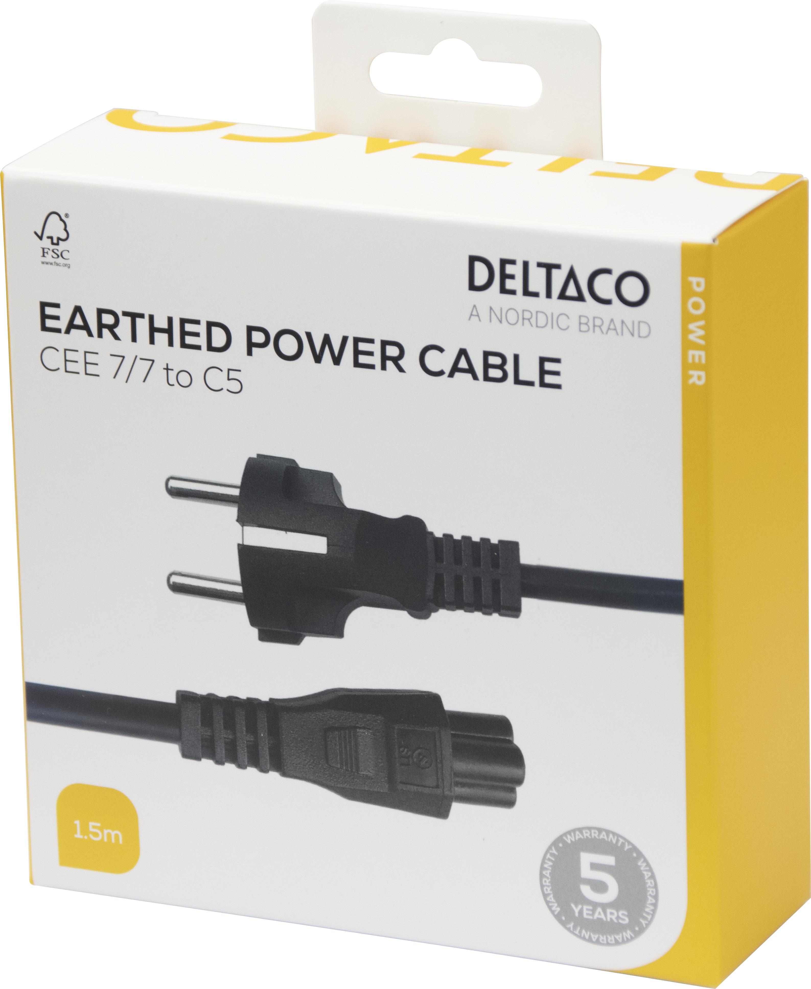 Power cord CEE 7/7 - C5, 1,5m, black Toissijaiskuva