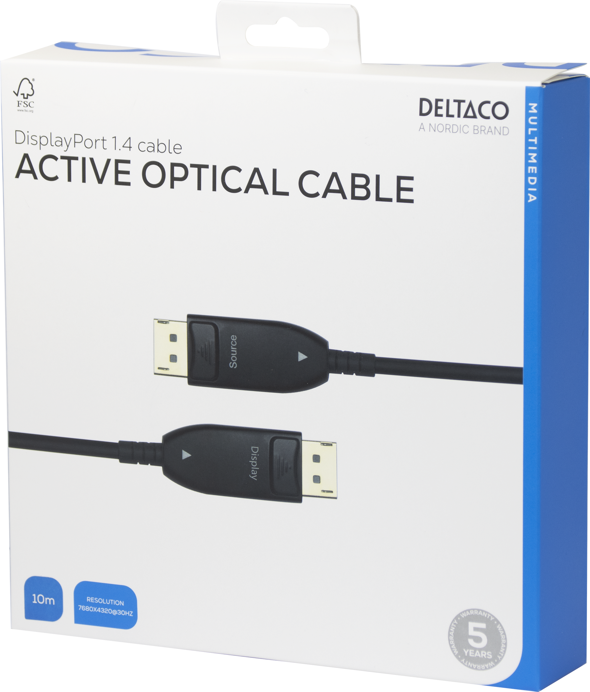 DisplayPort 1.4 active optical cable, 8K@30Hz, 10m, black Toissijaiskuva