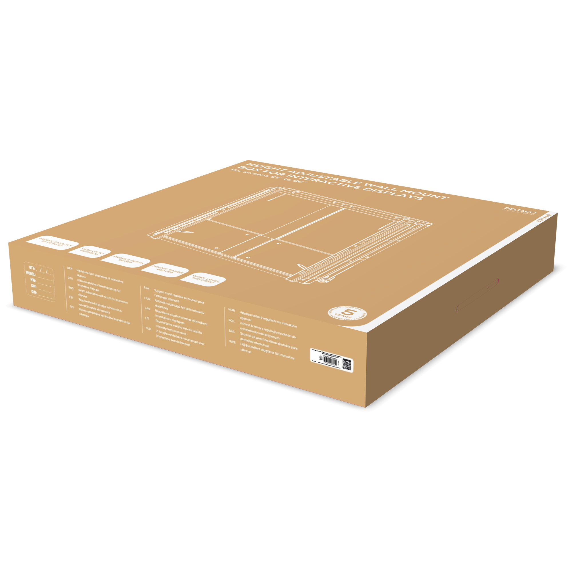 OFFICE Manual Height-Adjustable Display Wall Mount Toissijaiskuva