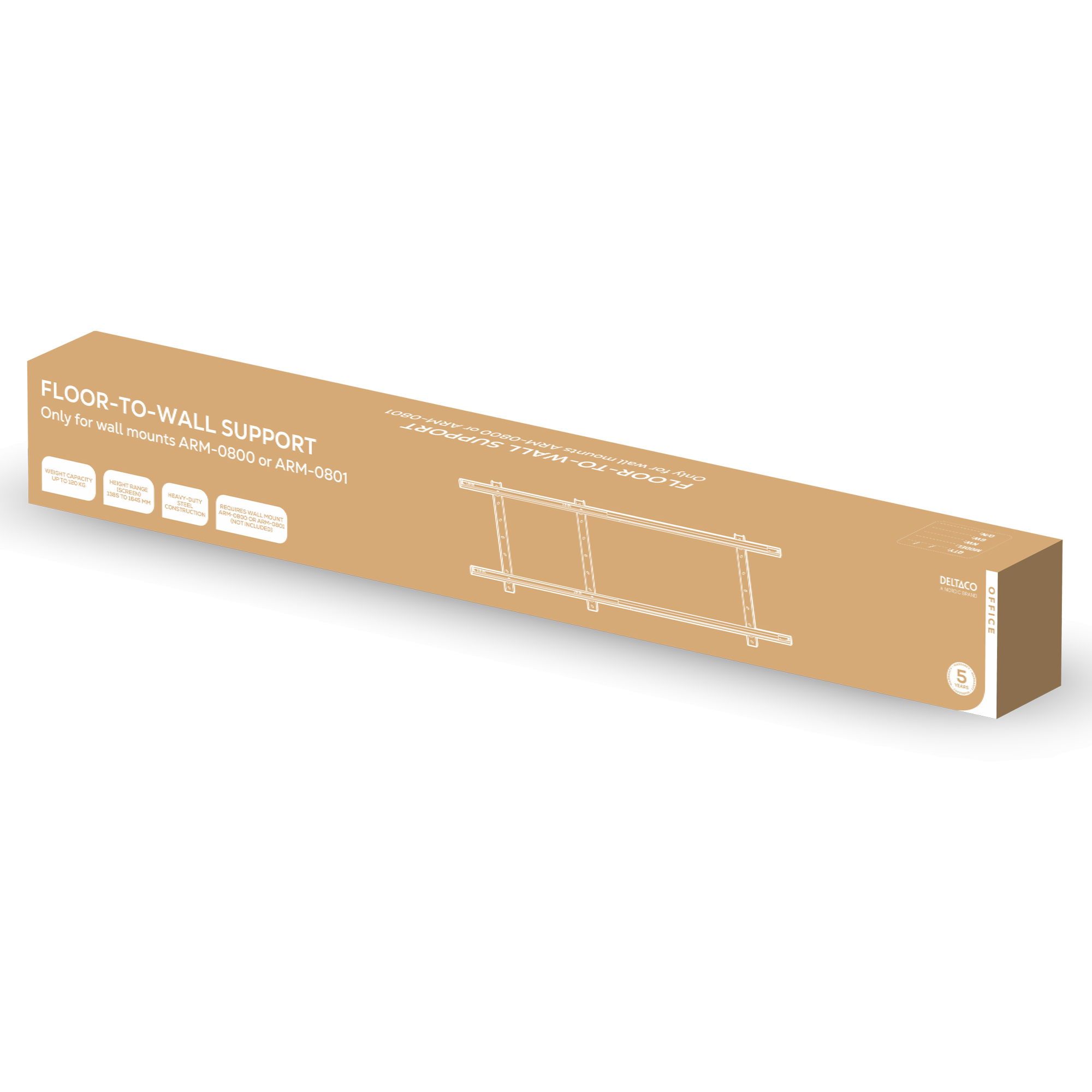 OFFICE Floor - Wall support for heigth-adjustable mount Toissijaiskuva