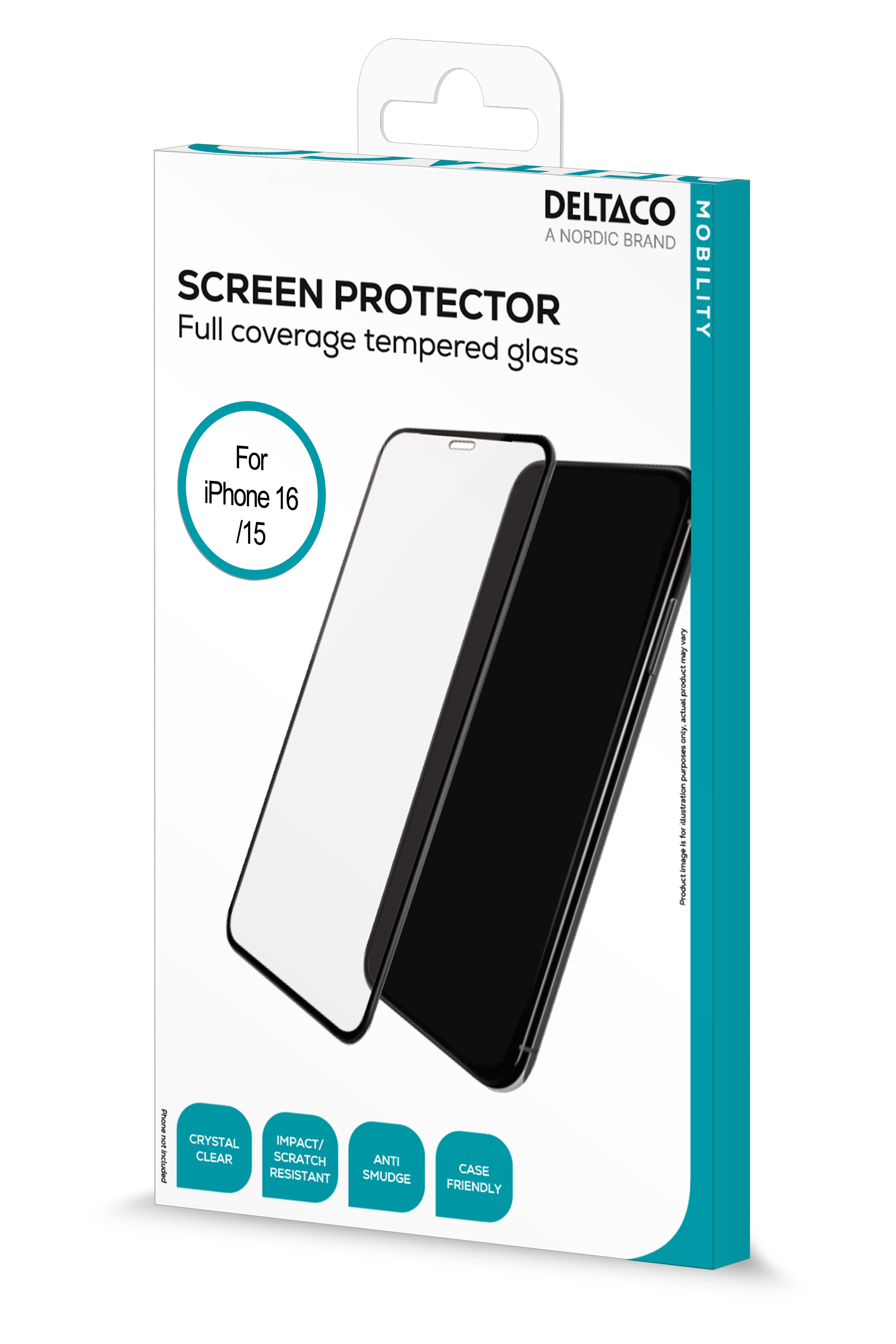 Screen protector, iPhone 15/16, full coverage Toissijaiskuva