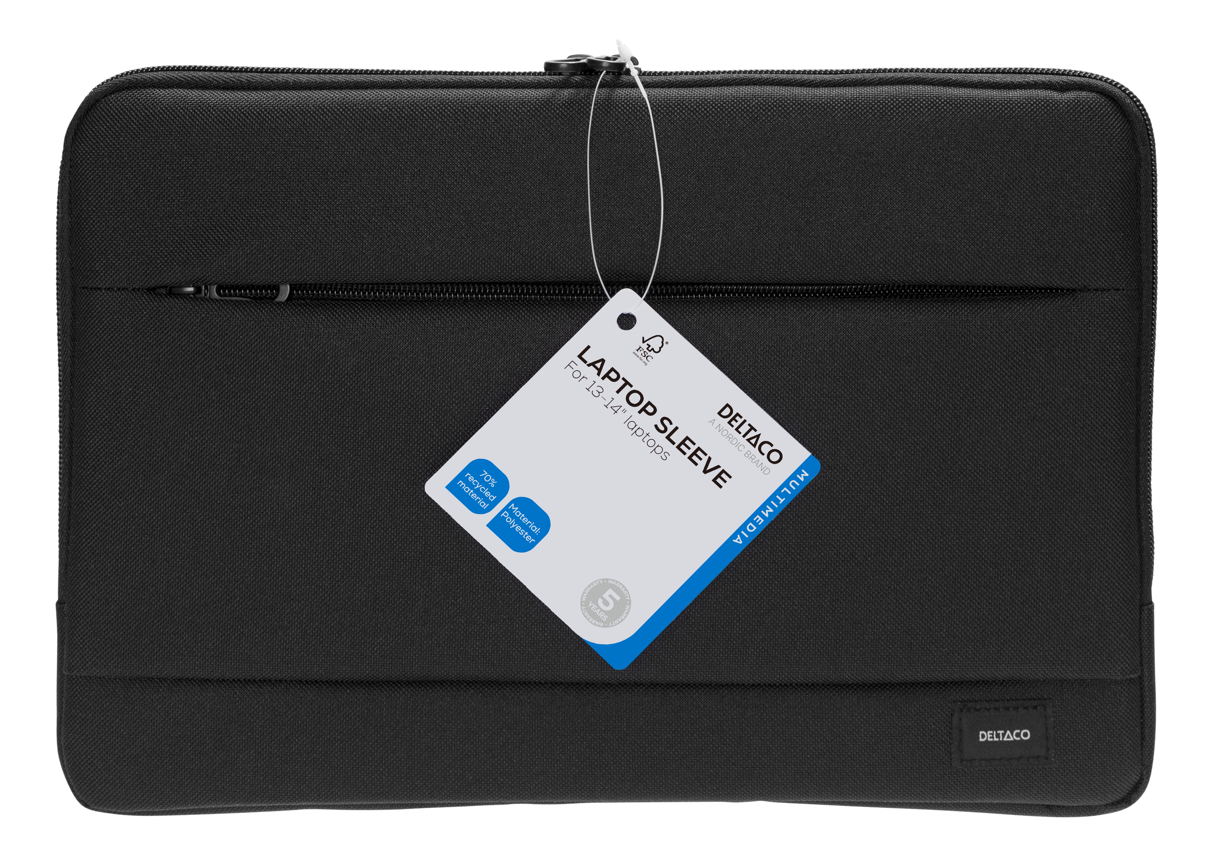 Kierrätetystä polyesteristä valmistettu 14" kannettavan suojus, musta Toissijaiskuva