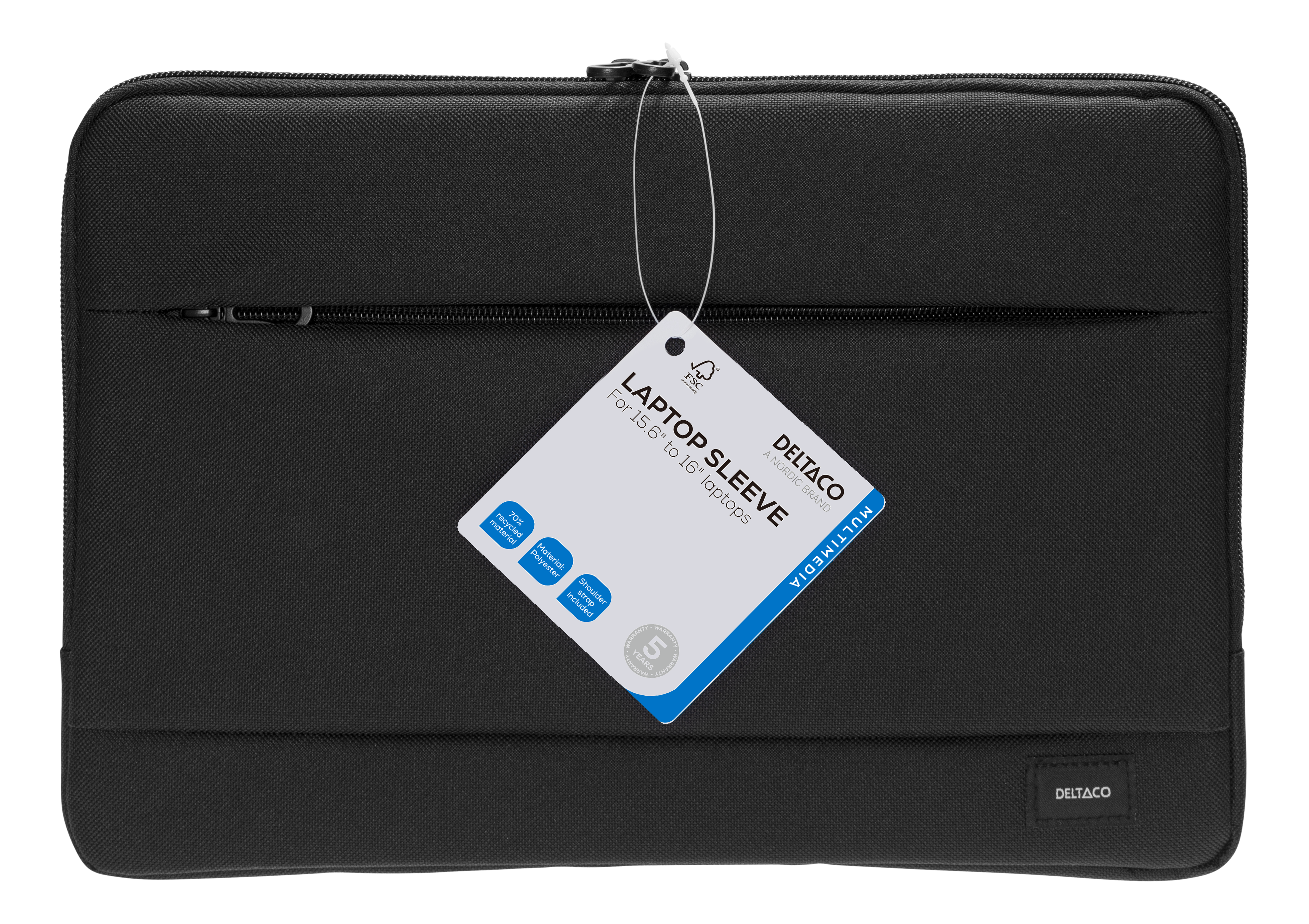 Kierrätetystä polyesteristä valmistettu 15,6-16" kannettavan suojus, musta Toissijaiskuva