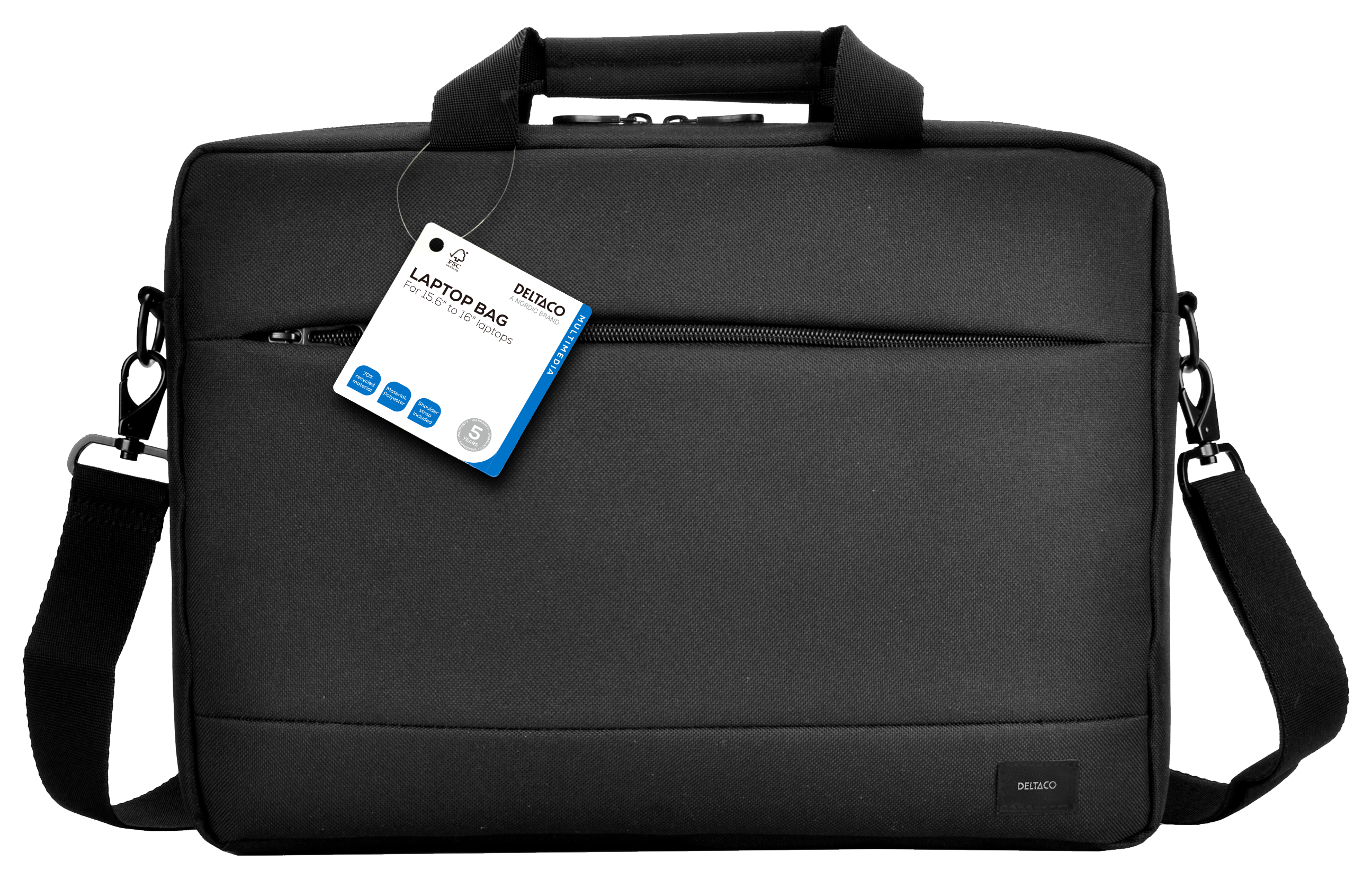 Kierrätetystä polyesteristä valmistettu 15,6-16" kannettavan laukku, musta Toissijaiskuva