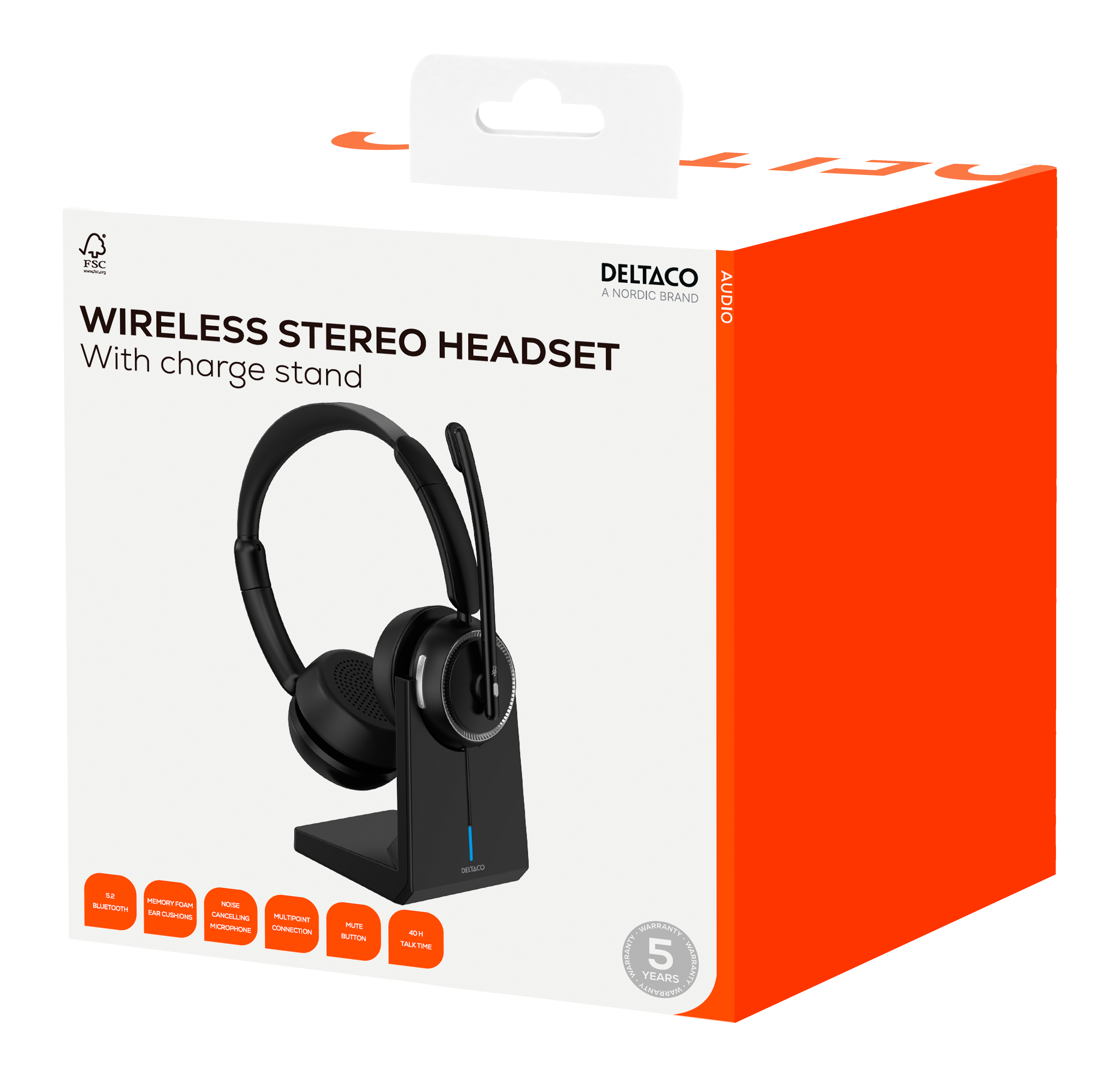 HL-100WL Wireless Stereo Headset, on-ear, USB-dongle, charging stand Toissijaiskuva
