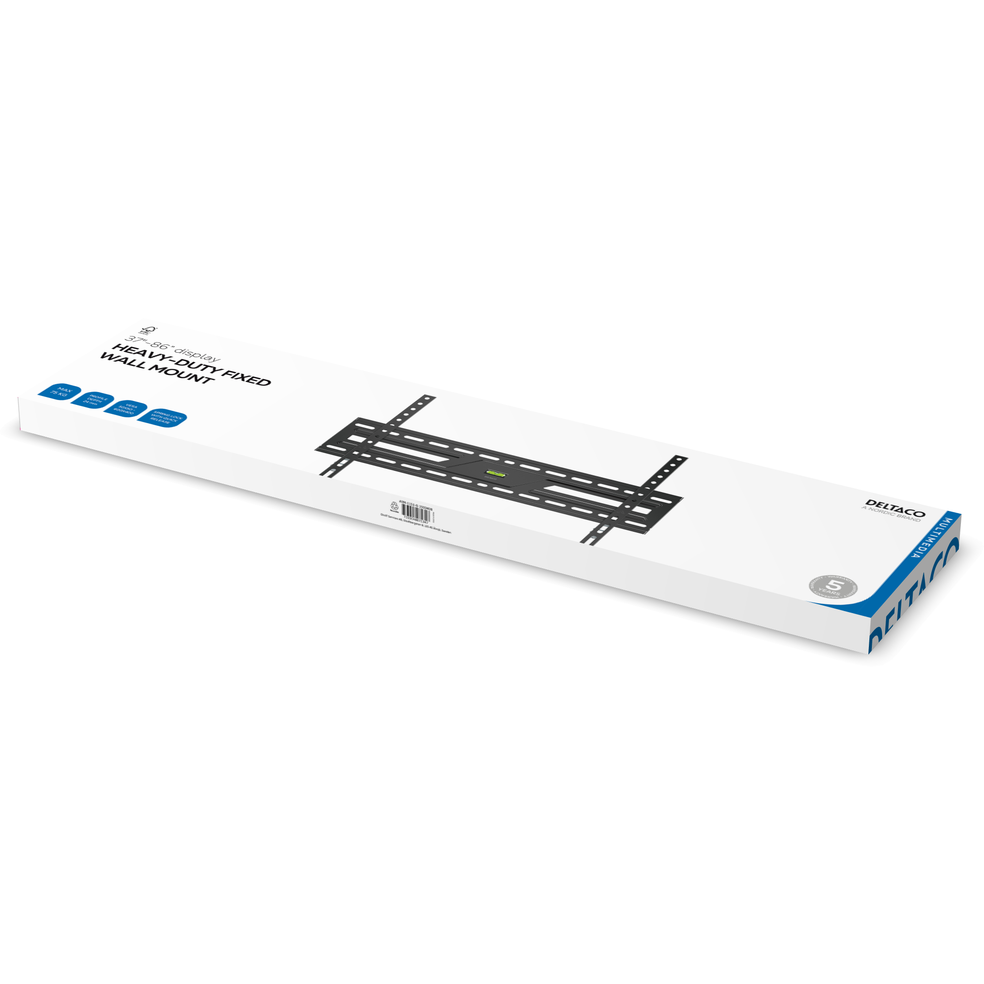 Wall mount Heavy duty, fixed, 37-86", 75 kg, black Toissijaiskuva