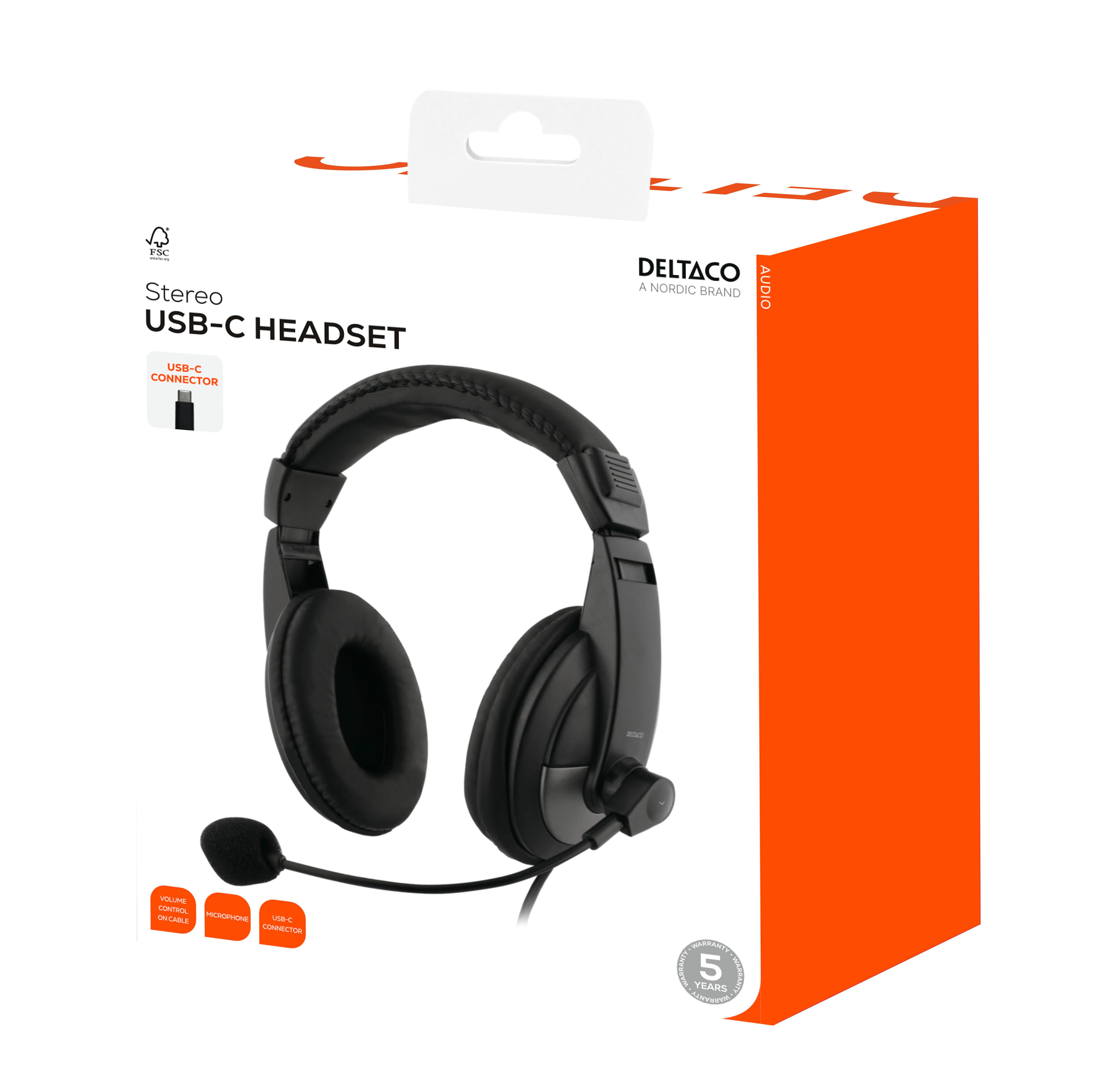 HL-50C Headset, 40mm element, USB-C, volume control black Toissijaiskuva