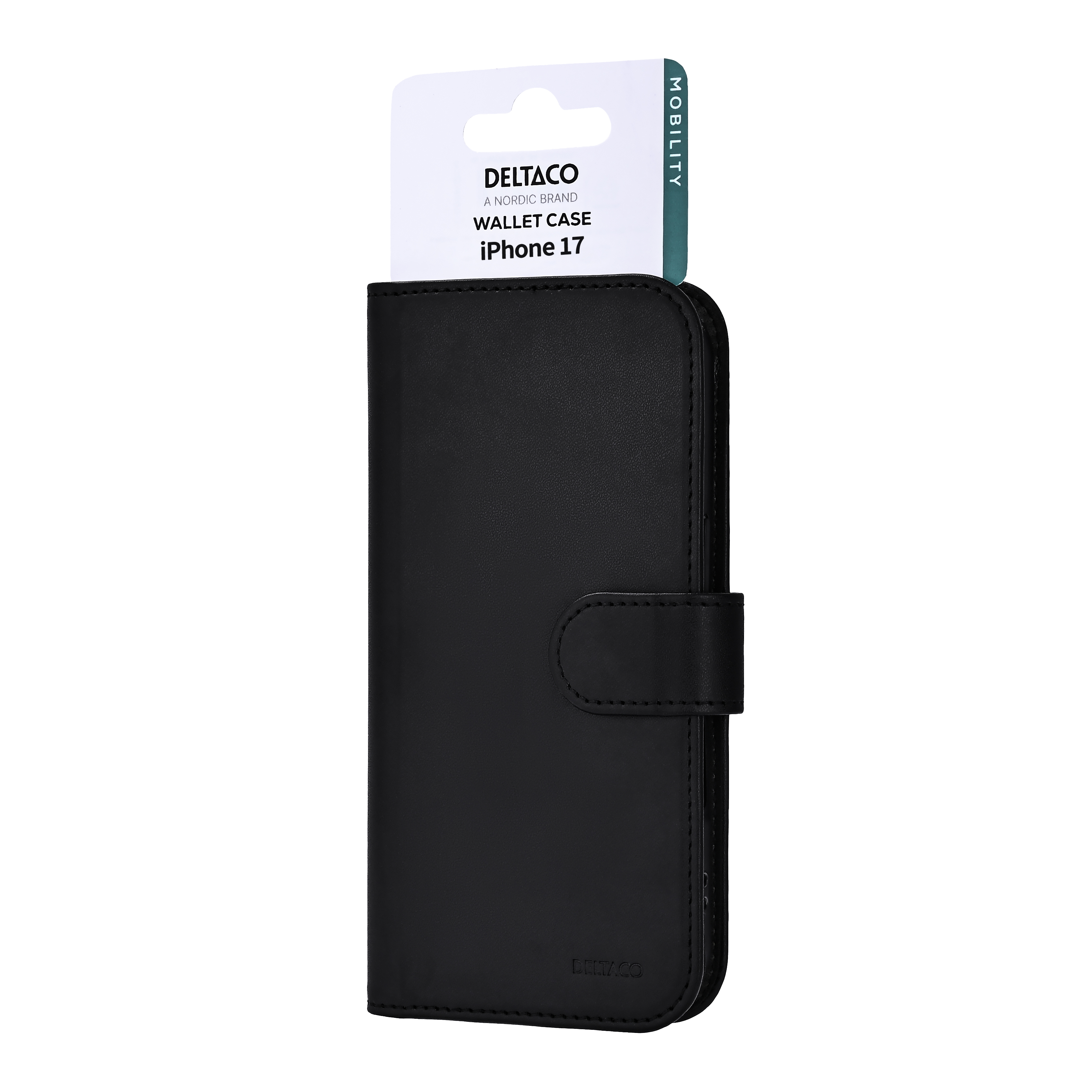 Wallet case for iPhone 17, stand function, black Toissijaiskuva