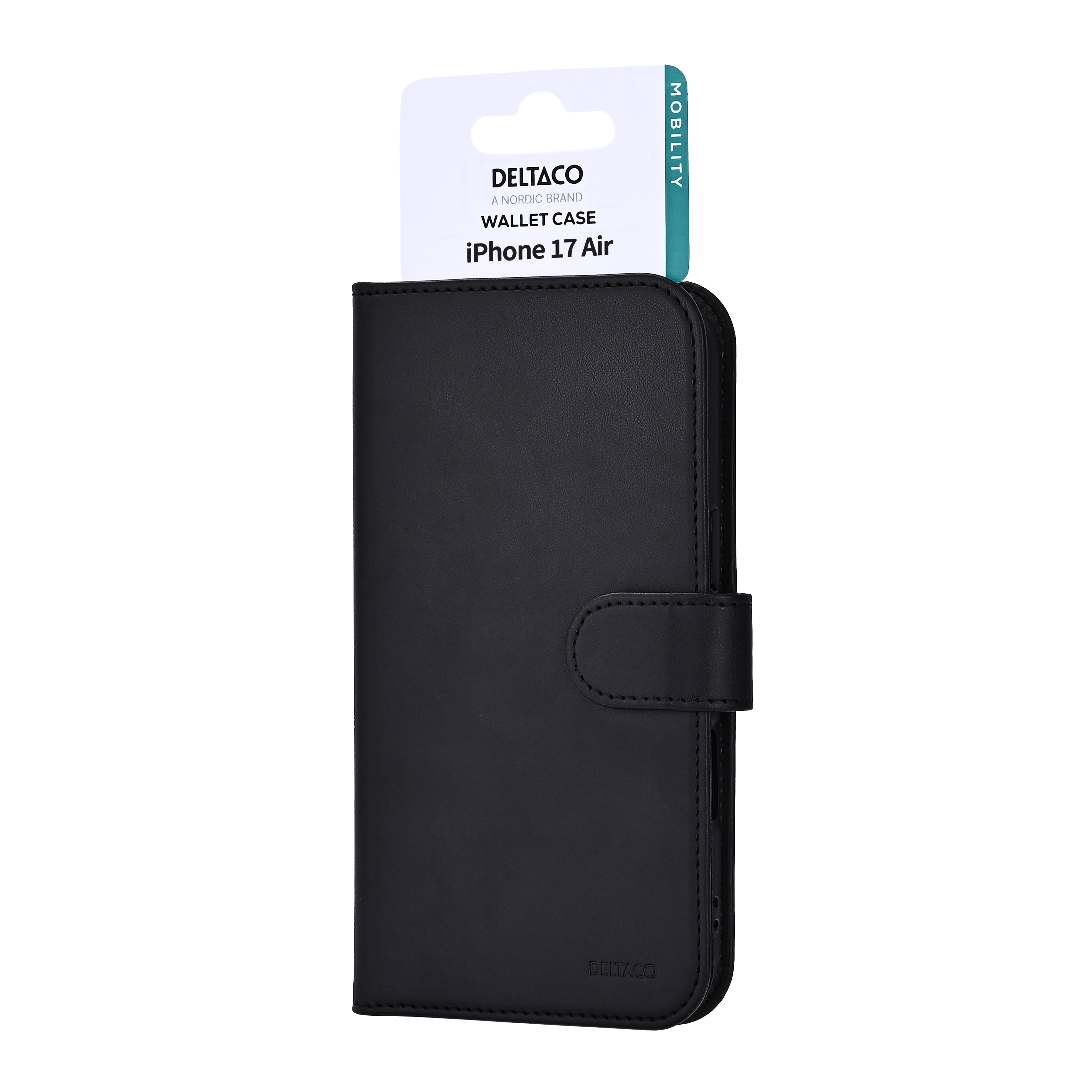 Wallet case for iPhone Air, stand function, black Toissijaiskuva