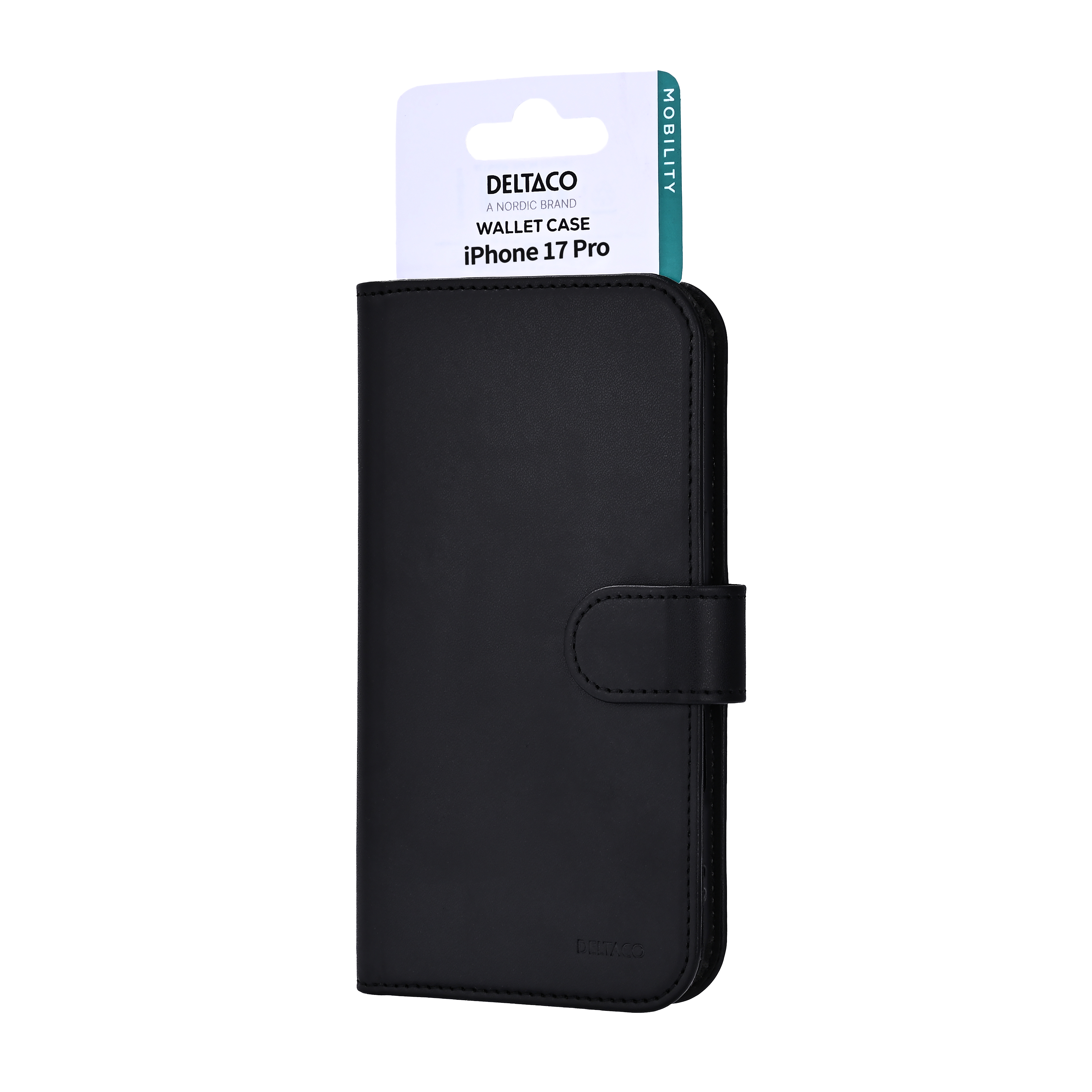 Wallet case for iPhone 17 Pro, stand function, black Toissijaiskuva