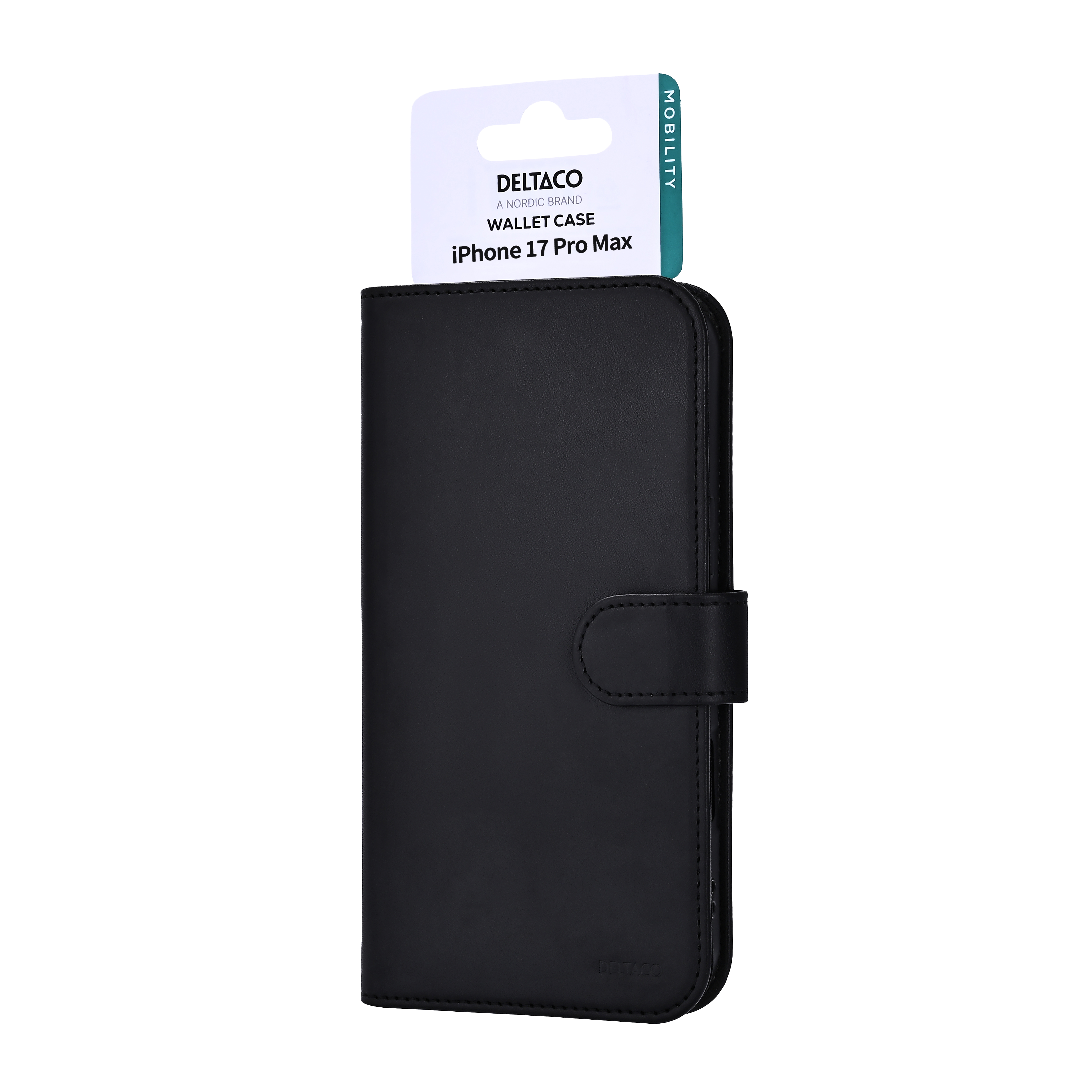 Wallet case for iPhone 17 Pro Max, stand function, black Toissijaiskuva