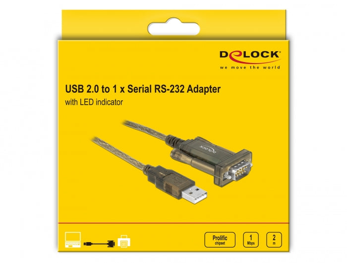 Adapter USB 2.0 Type-A > 1 x Serial DB9 RS-232 Toissijaiskuva