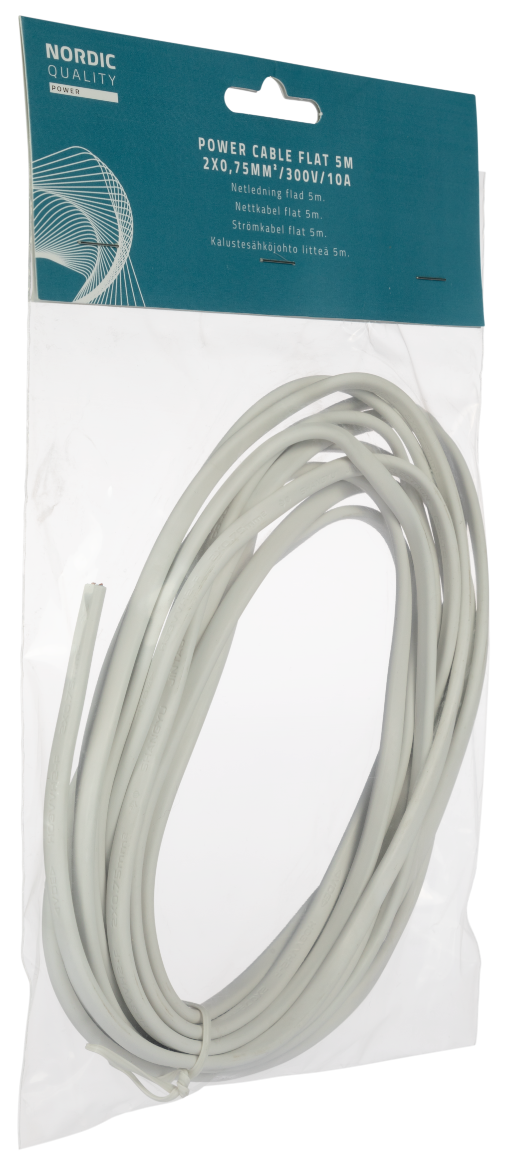 Ovaali verkkojohto H03VVH2-F (2x0,75mm²), 5m, valkoinen Toissijaiskuva