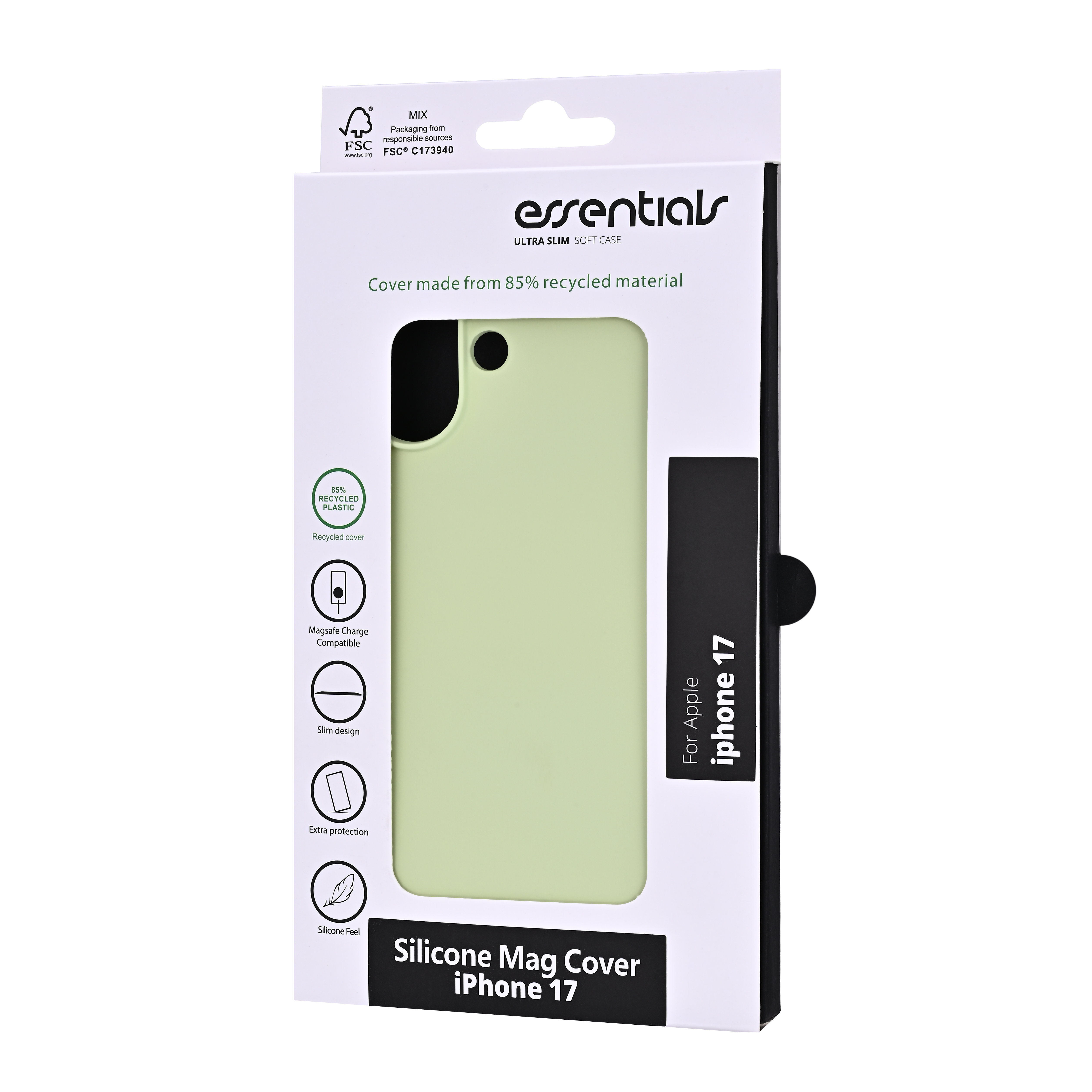 iPhone 17 Recycled silicone Mag back cover, sage green Toissijaiskuva