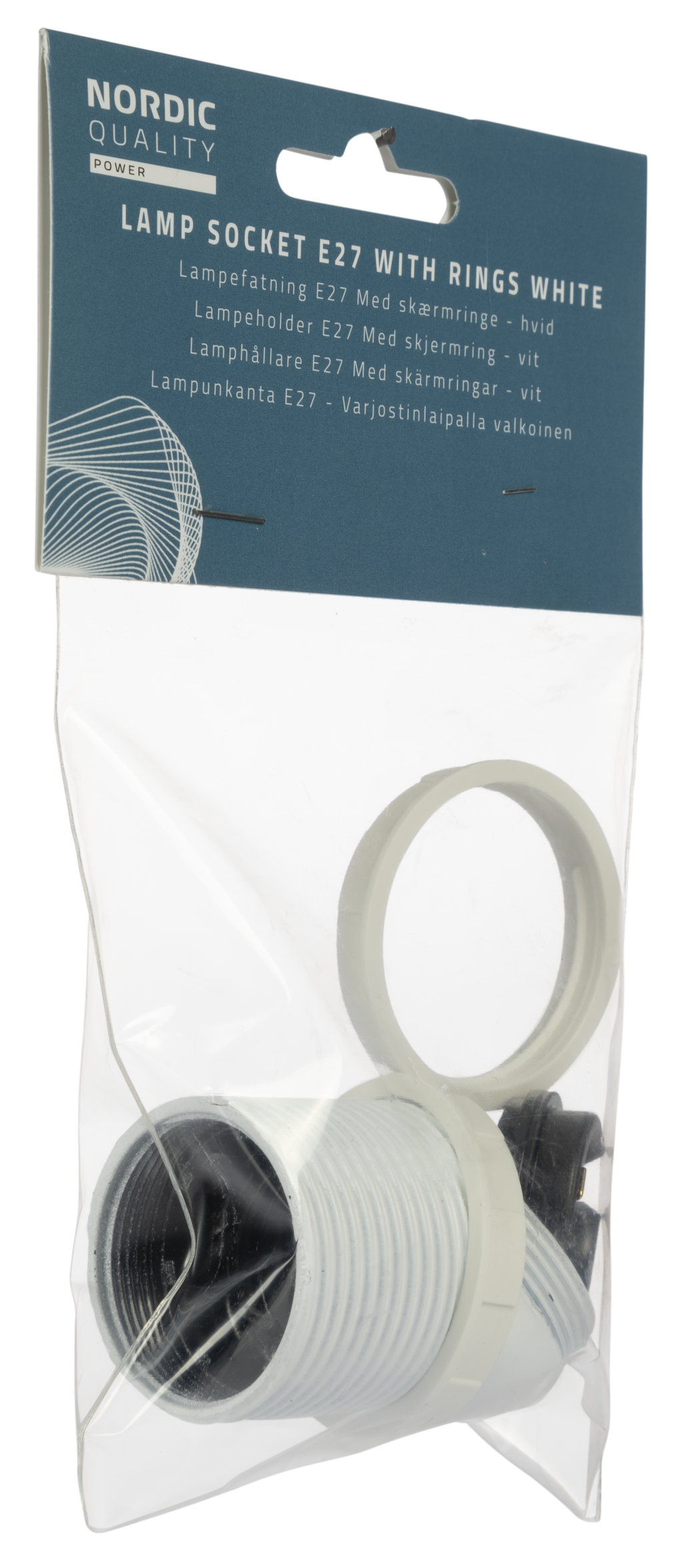 Lampunpidin E27 varjostinrenkaineen, valkoinen Toissijaiskuva