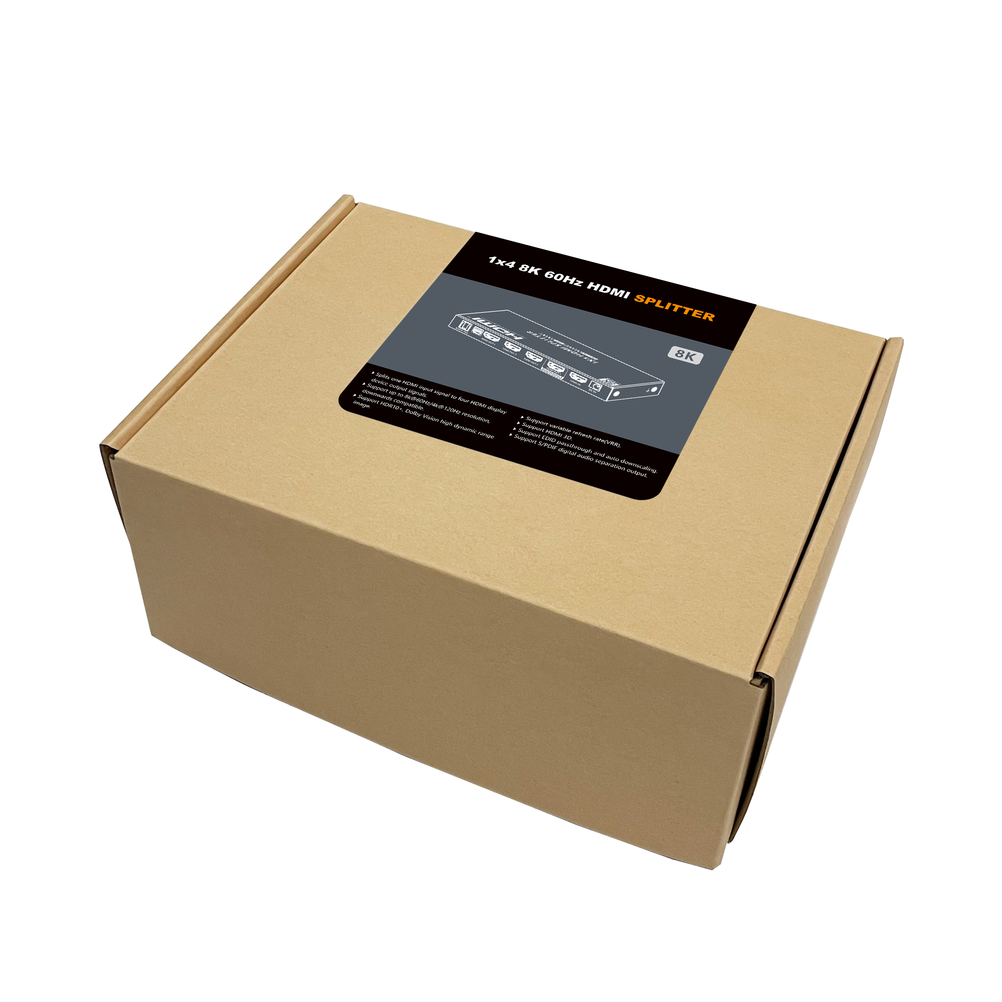 HDMI Splitter 1 input 4 outputs,  8K 60Hz, Auto scaler Toissijaiskuva