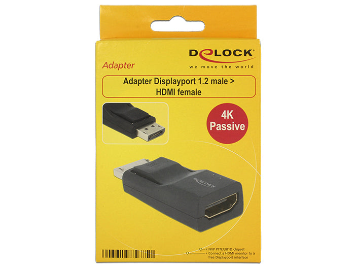 Adapter DisplayPort 1.2 male > HDMI female 4K Passive black Toissijaiskuva