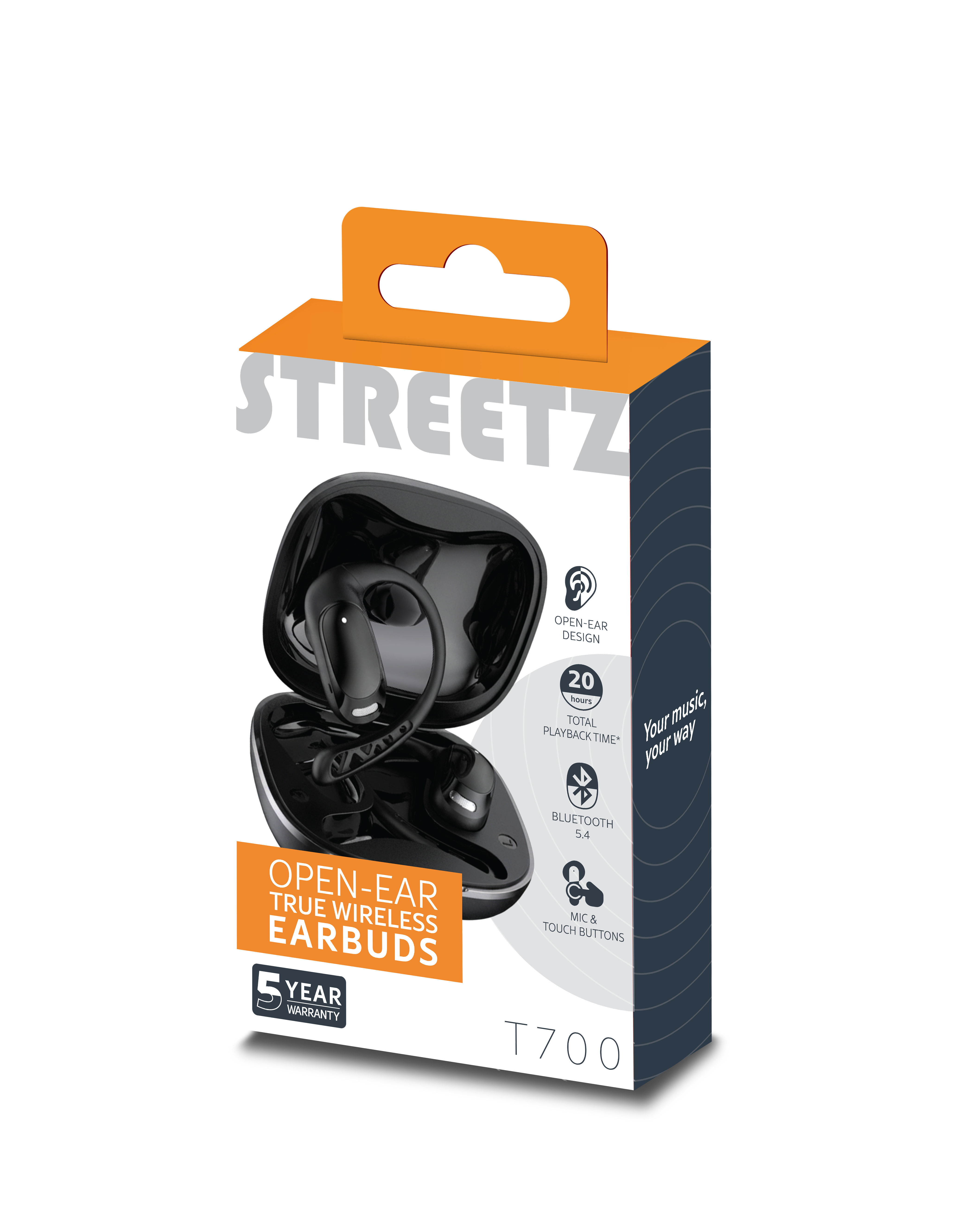 T700 Open Ear earphones, black Toissijaiskuva