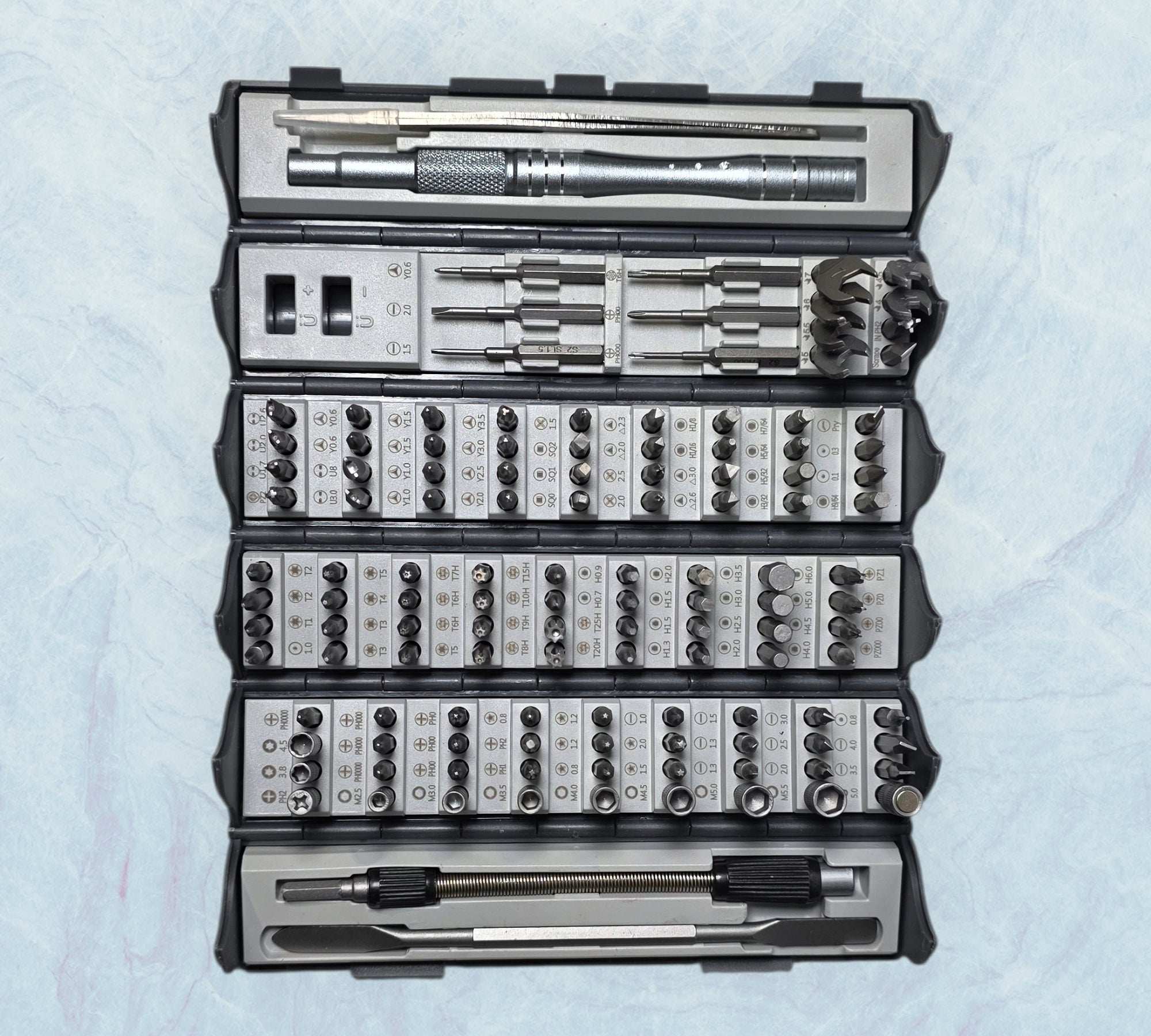 Rohju Precision 128-osainen Tarkkuustyökalusarja (Joustavalla varrella)