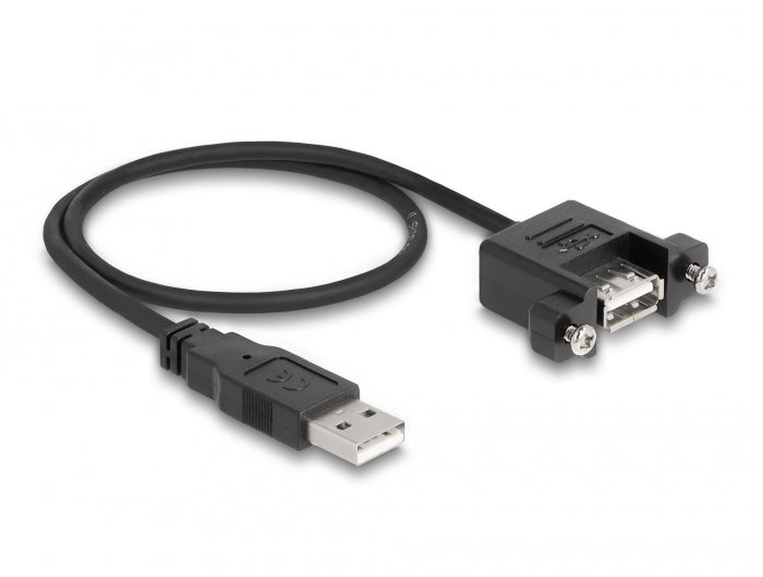 Kaapeli USB 2.0 Type A uros - USB 2.0 Type A naaras, paneeliasennus, 0,5m, musta Toissijaiskuva
