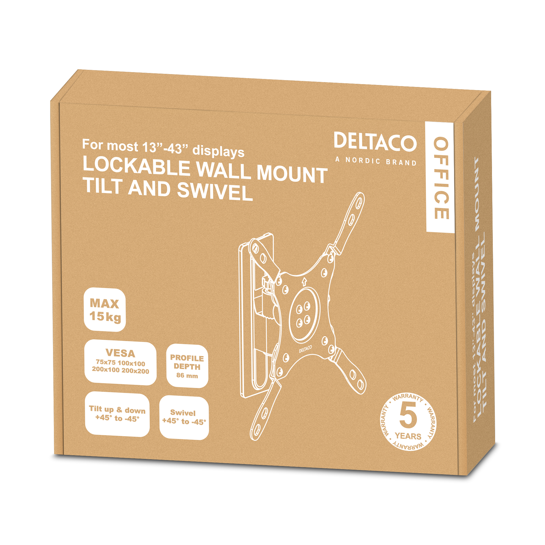 OFFICE wall mount for Rvs/motorhomes, turn, tilt, lockable, 13"-43" Toissijaiskuva