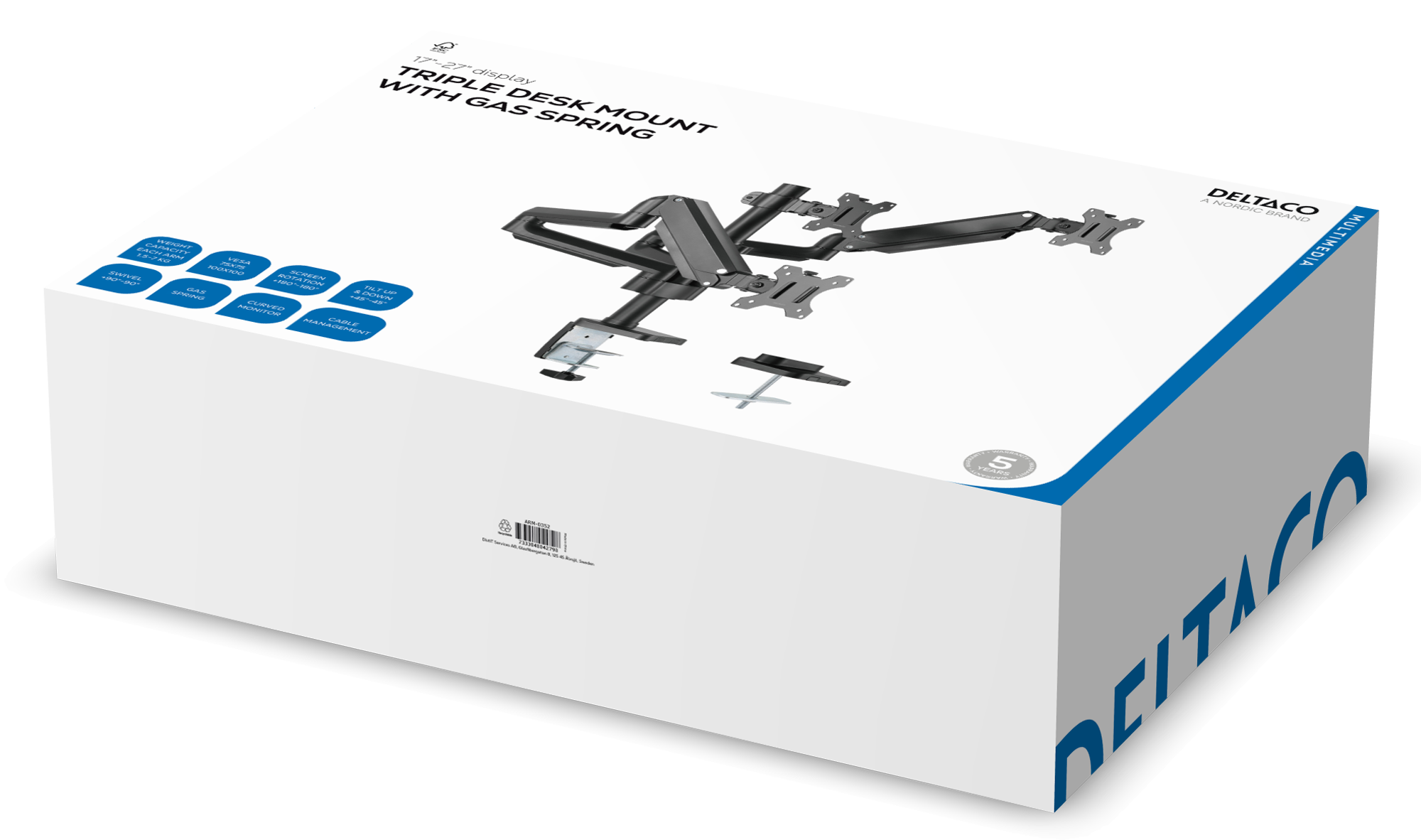 3-os. premium-näyttövarsi,17"-27",1,5-8kg,75x75-100x100 Toissijaiskuva