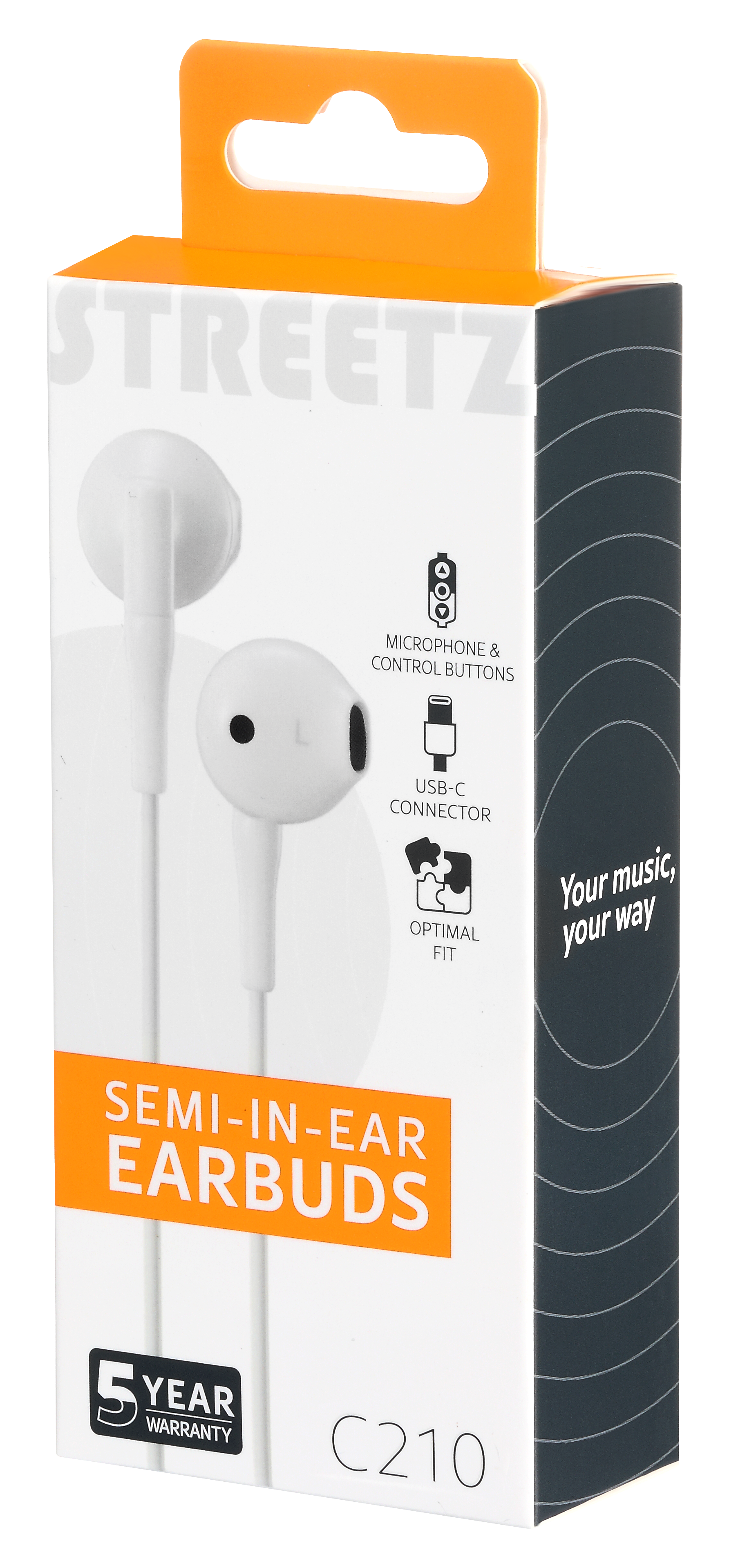 C210 Semi-in-ear earbuds, 3-button, USB-C, white Toissijaiskuva