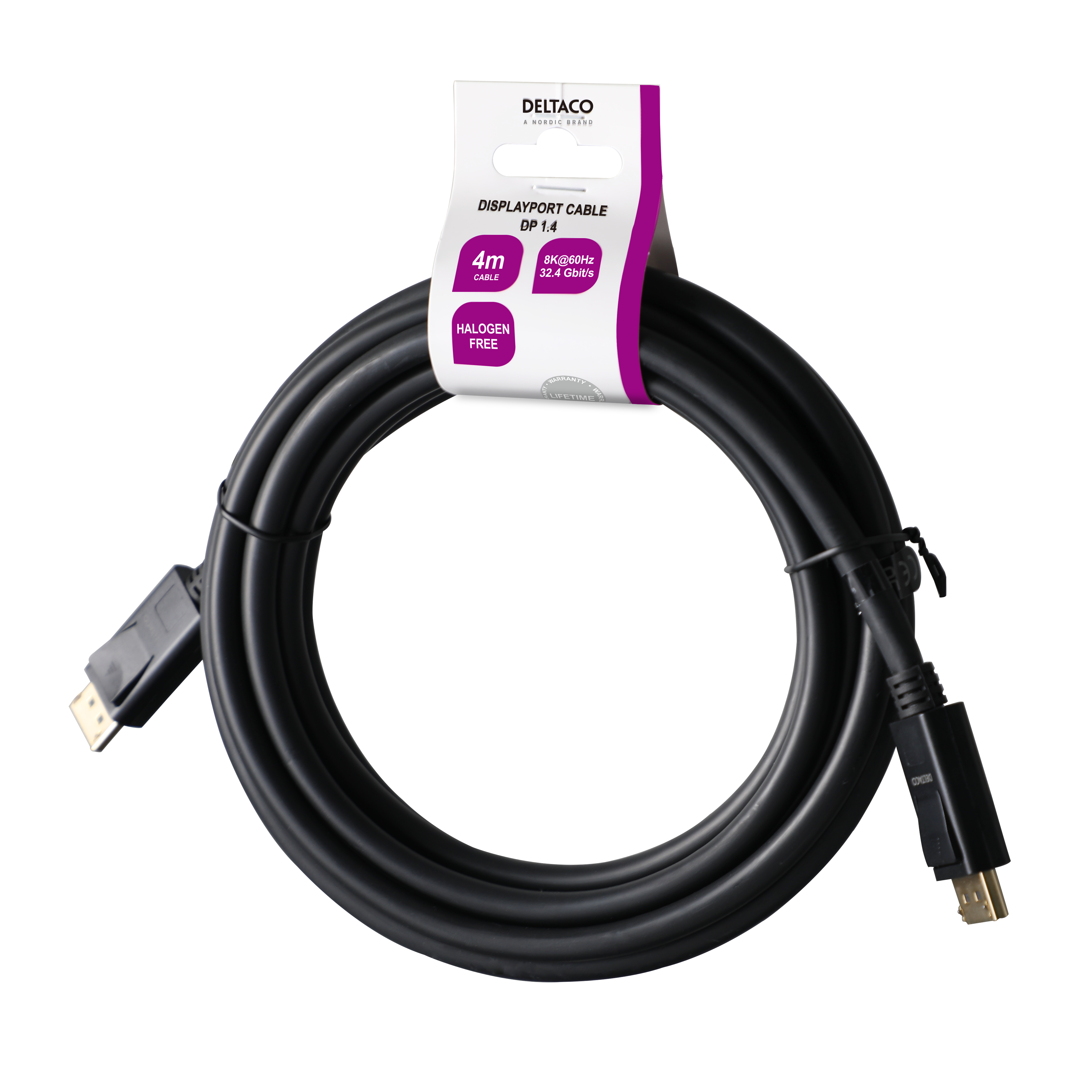 DisplayPort cable, DP 1.4, 8K@30Hz, 4m, black Toissijaiskuva