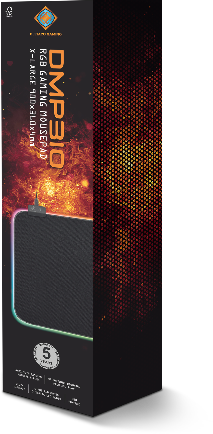 RGB-hiirimatto, 90x36cm, 6 RGB-tilaa, 7 staattista tilaa, musta Toissijaiskuva