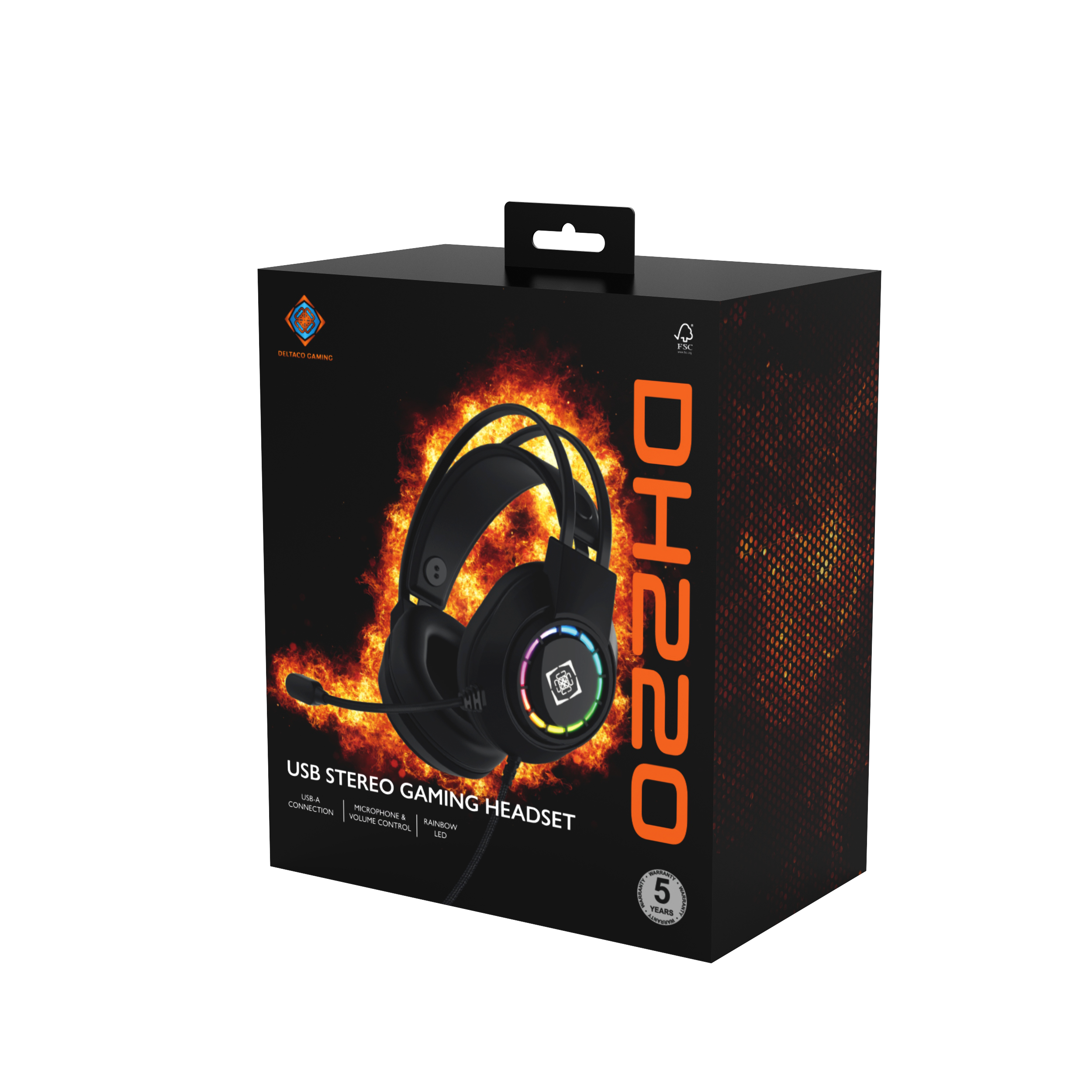 DH220 USB Stereo -pelikuulokkeet, RGB, Musta Toissijaiskuva