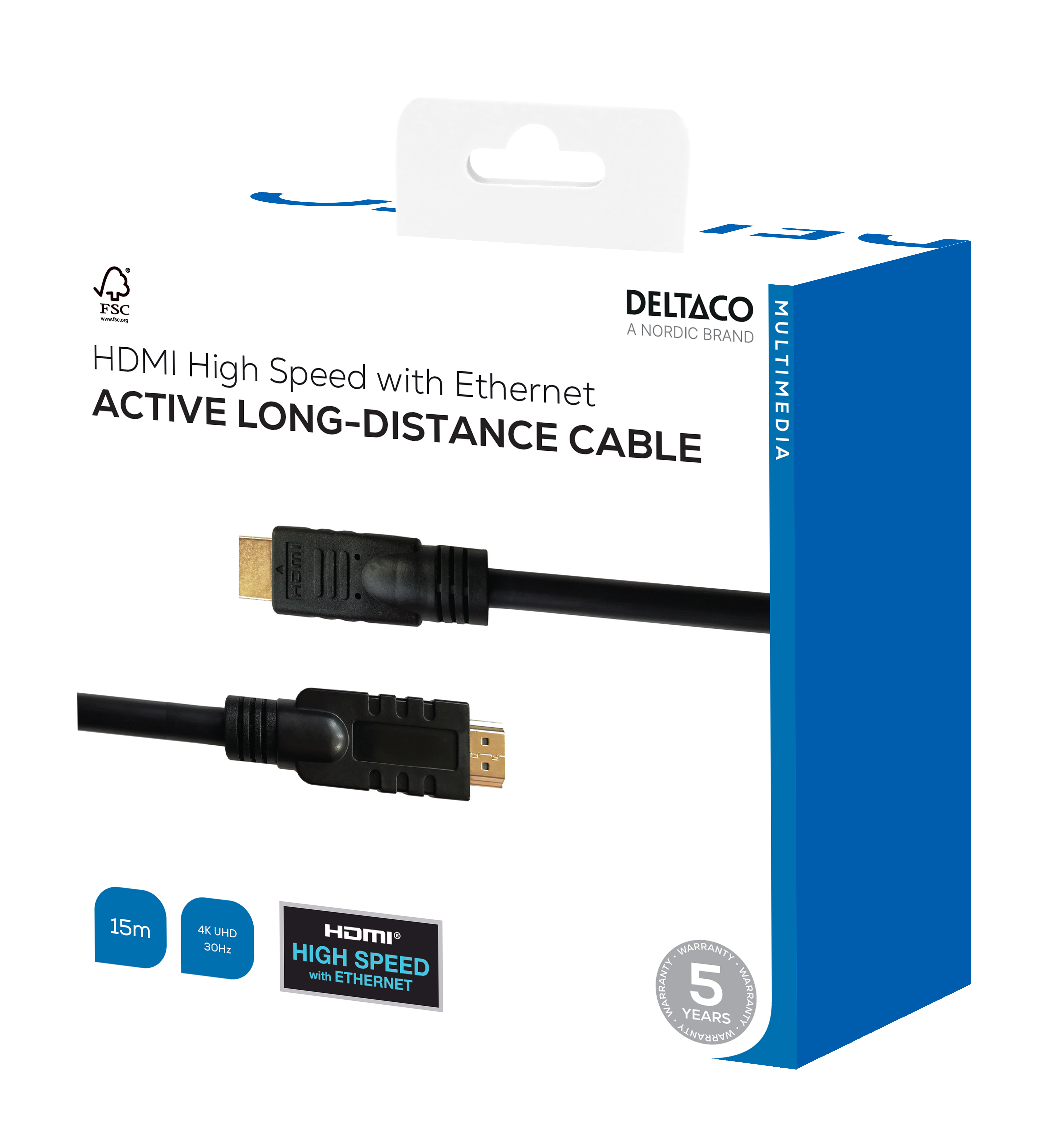 Aktiiv. HDMI-kaapeli, HDMI High Speed with Ethernet, 4K, UHD Toissijaiskuva