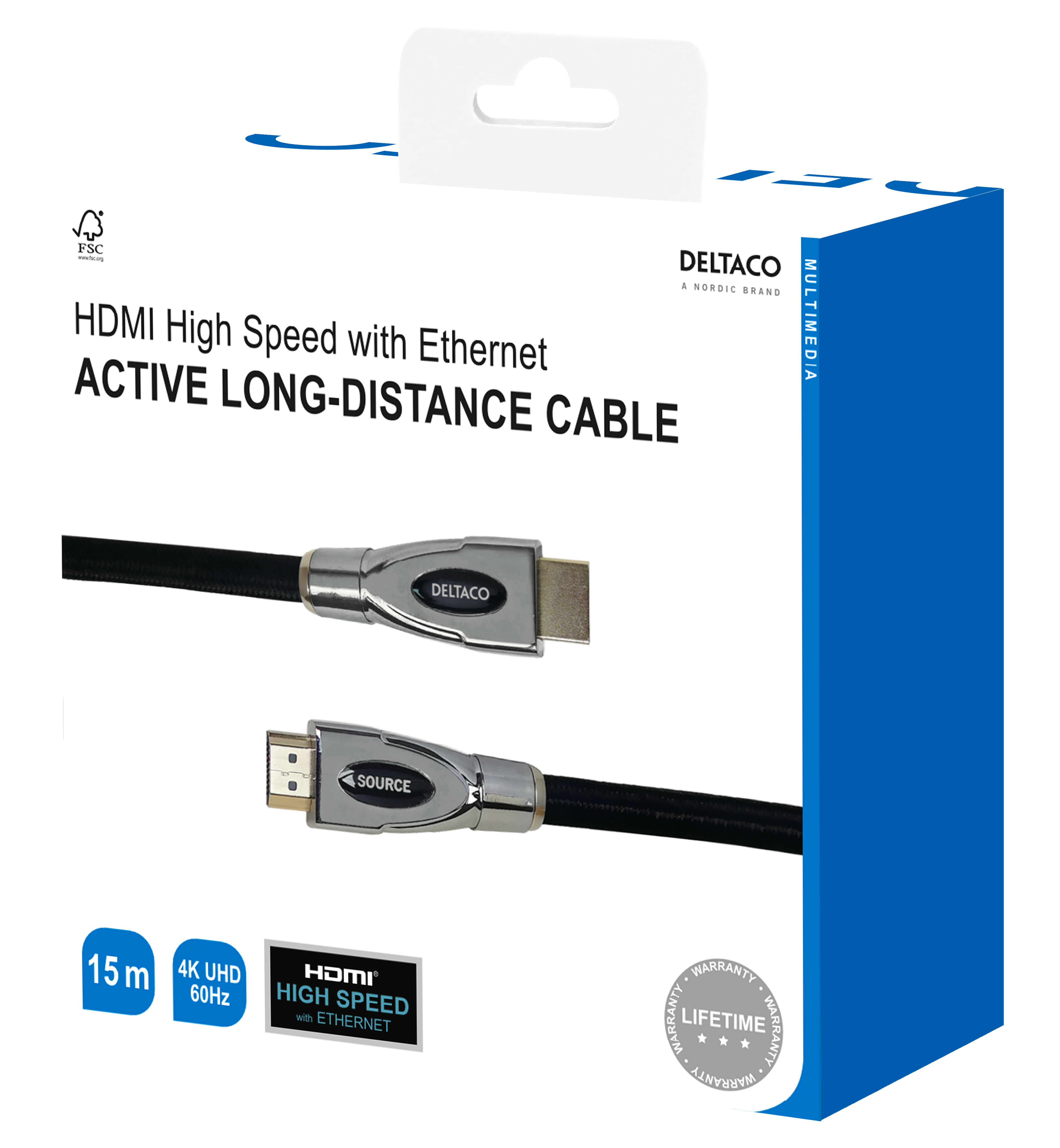 PRIME aktiivinen HDMI-kaapeli, 15m, punottu, musta Toissijaiskuva