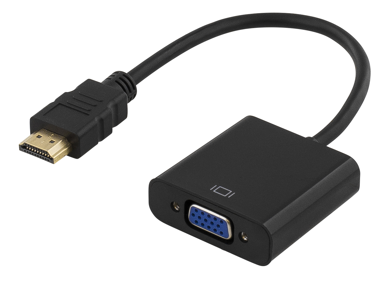 HDMI - VGA-sovitin, 19-pin uros - 15-pin+3,5mm, 0,2m, musta Toissijaiskuva
