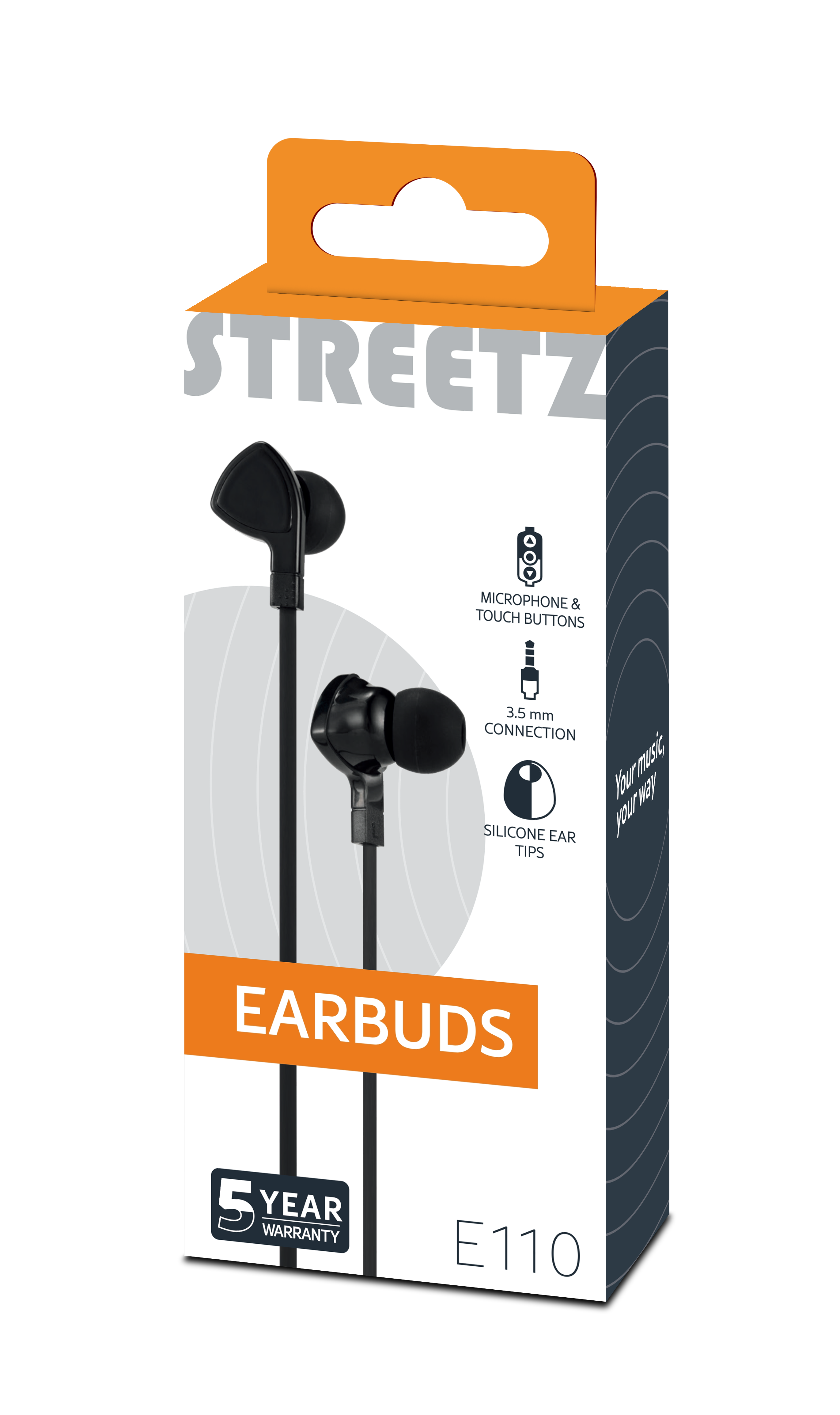 Kuulokemikrofoni, in-ear, ohjauspainike, sotkeutumaton, musta Toissijaiskuva