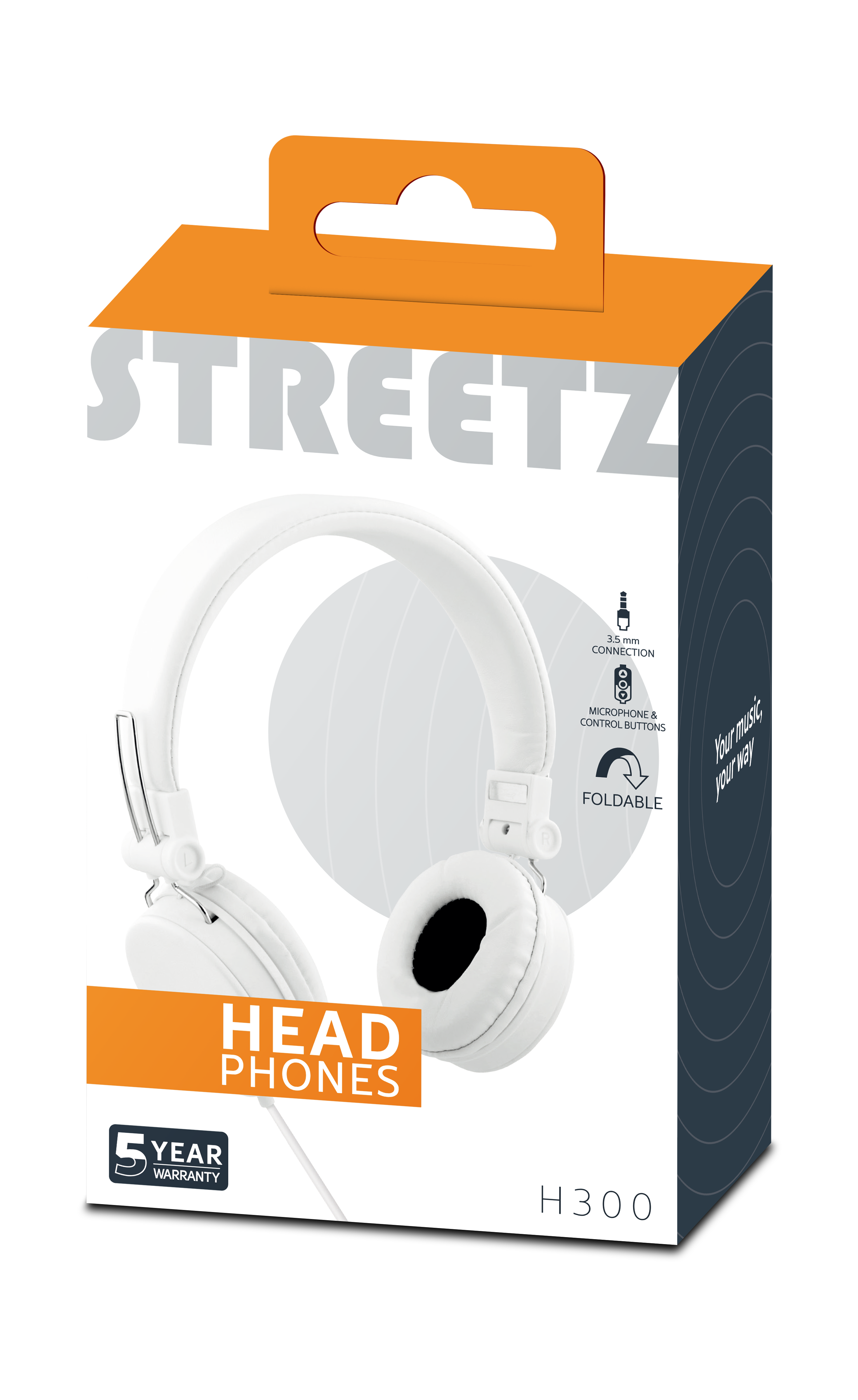 Kuulokemikrofoni, kokoon taittuva, 1,5m kaapeli, valkoinen Toissijaiskuva