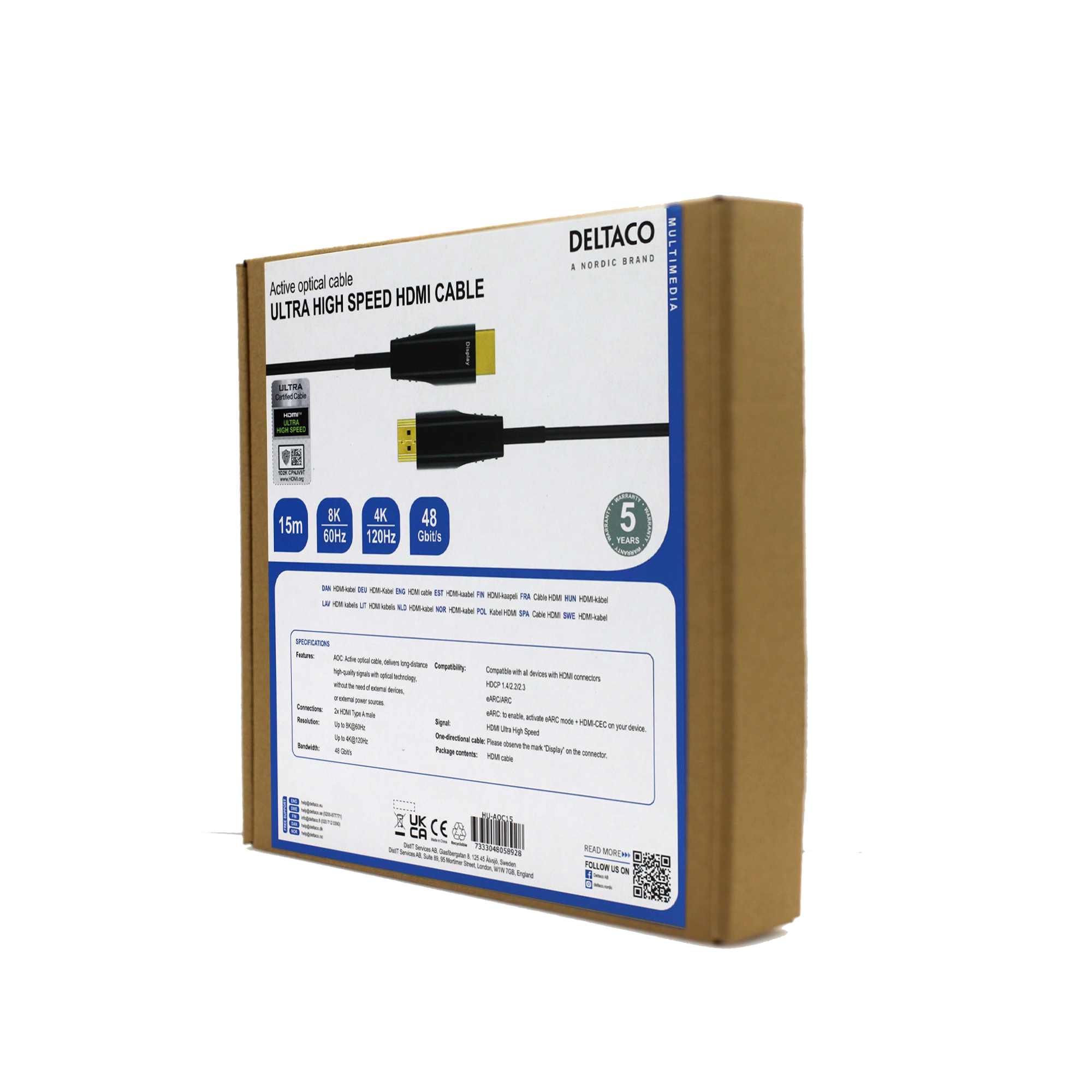 ULTRA High Speed HDMI-cable, 48Gbps, 15m, black, AOC Toissijaiskuva
