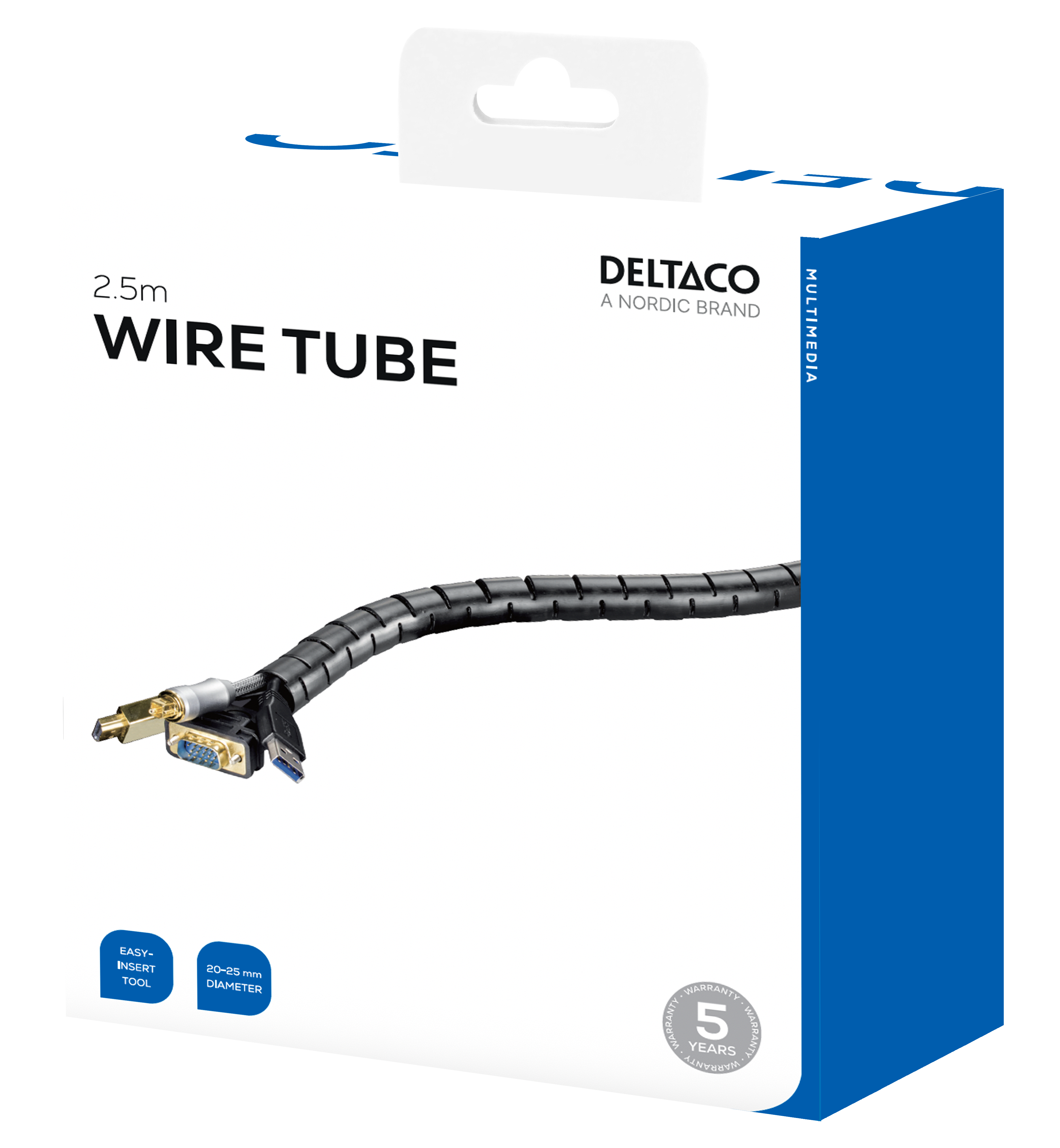 Kaapelipiilo nylonista, 25mm halkaisija, 2,5m, musta Toissijaiskuva