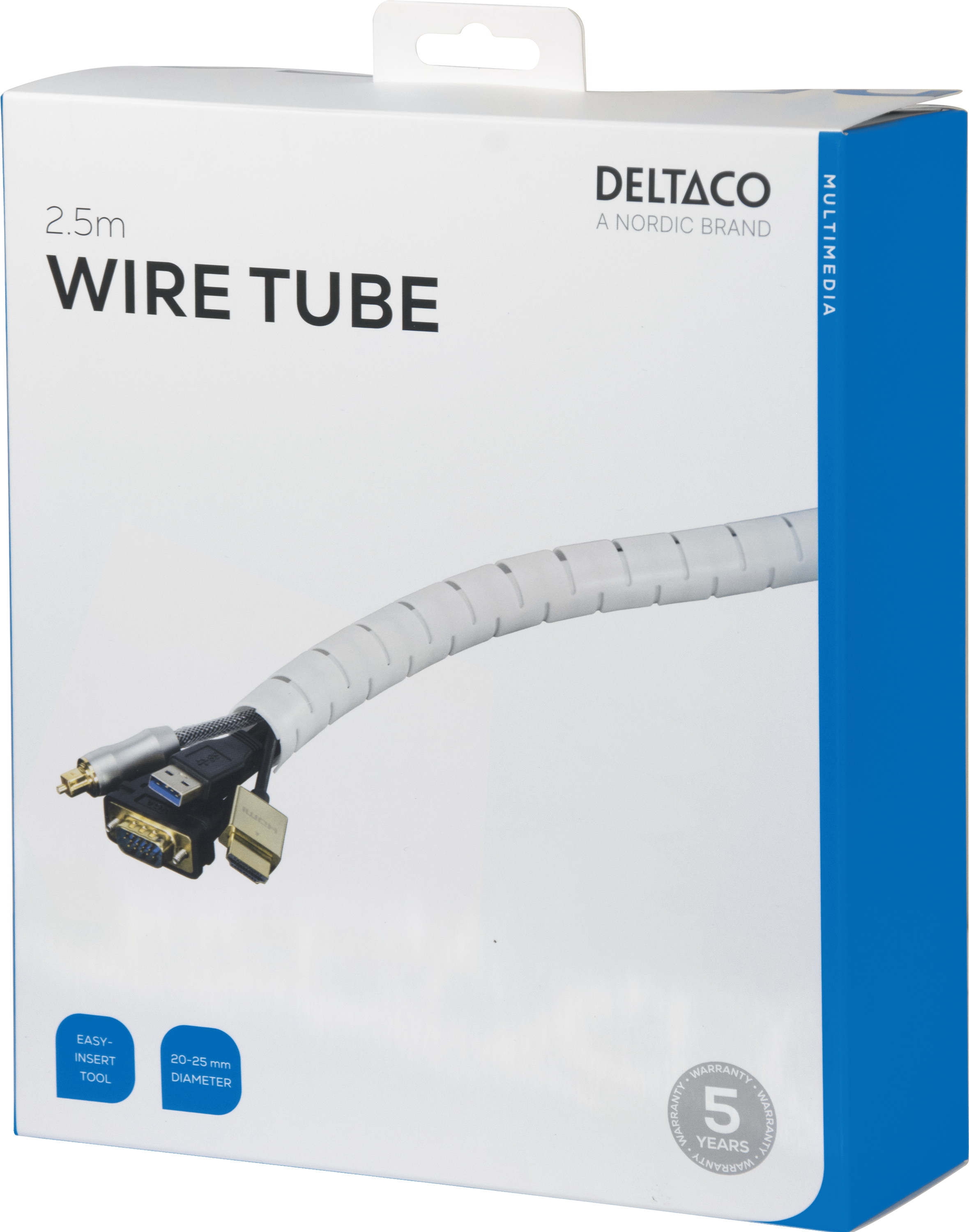 Kaapelipiilo nylonista, 25mm halk., 2,5m, valkoinen Toissijaiskuva