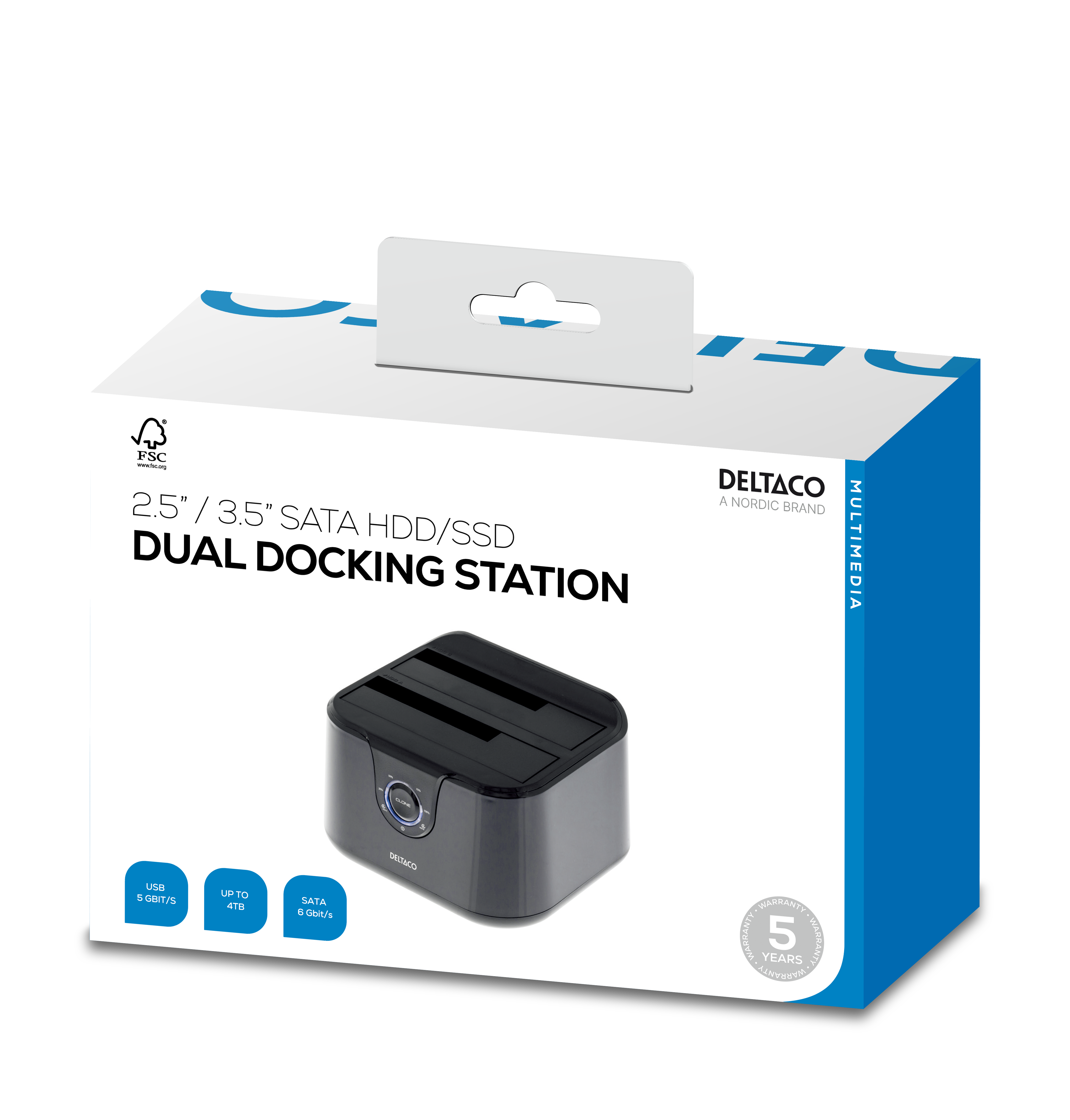 USB 3.0 telakka-asema, kloonaus, 2x2,5/3,5" SATA, musta Toissijaiskuva