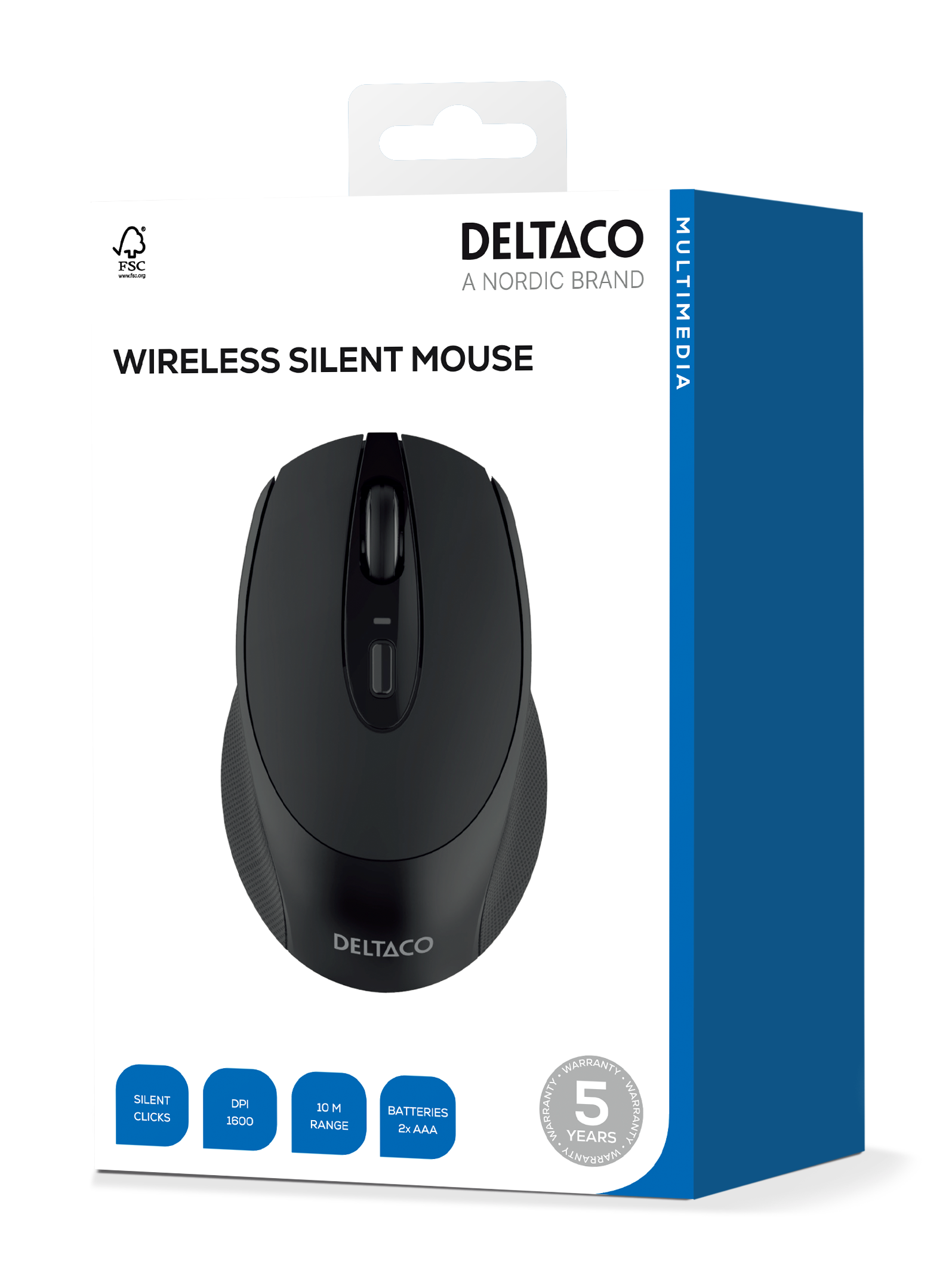 Langaton hiljainen hiiri, 1 600 DPI, musta Toissijaiskuva