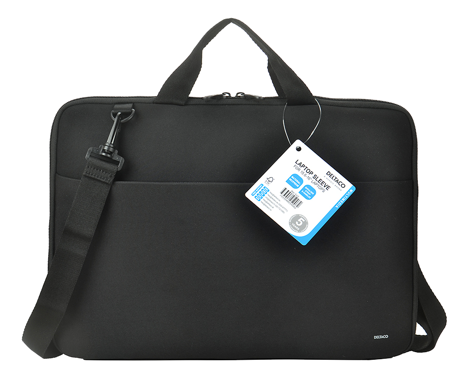 Neoprene Laptop sleeve 15.6-16" handles, shoulder strap, black Toissijaiskuva